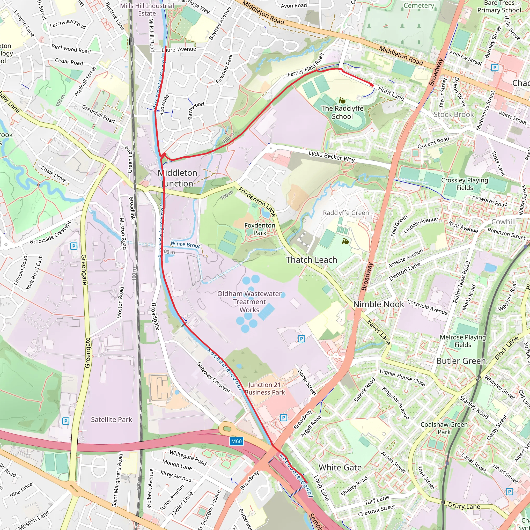 Roachdale Canal from Chadderton mobile static map