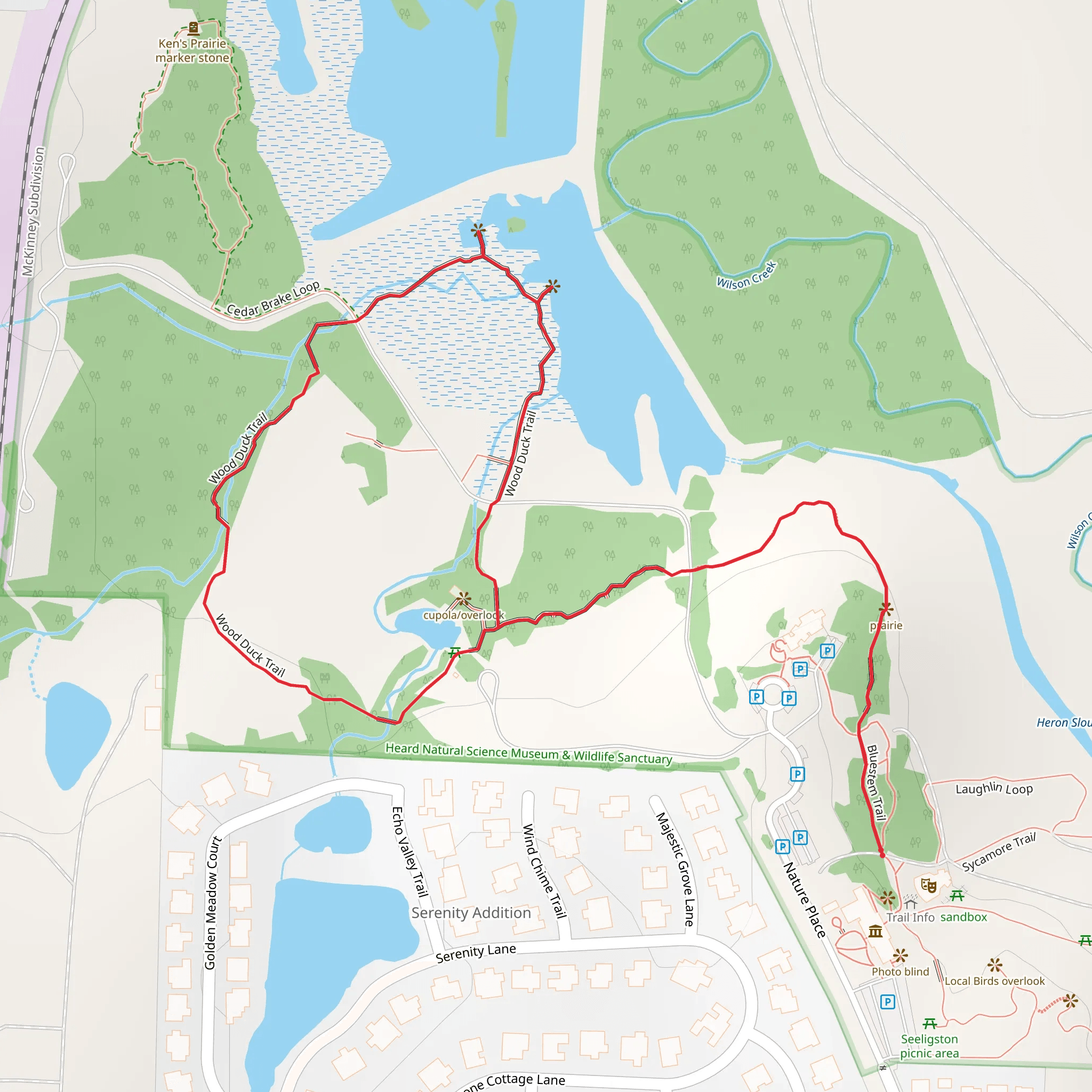 Wood Duck and Bluestem Loop Trail mobile static map