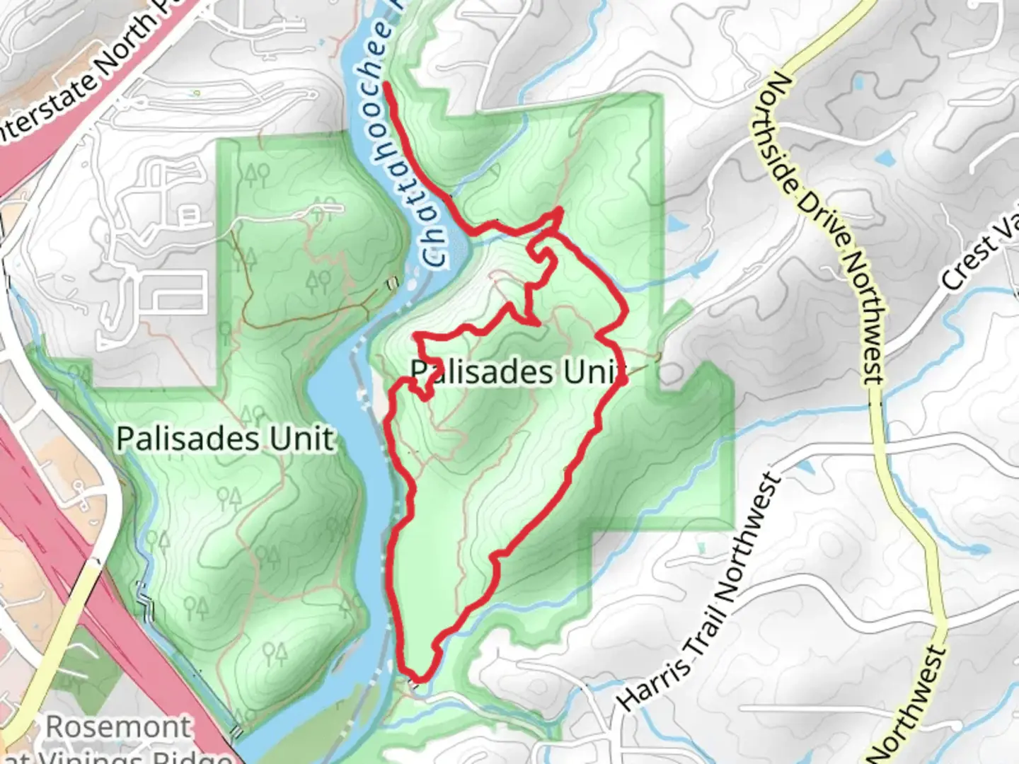 An image depicting the trail East Palisades Loop and its surrounding area.