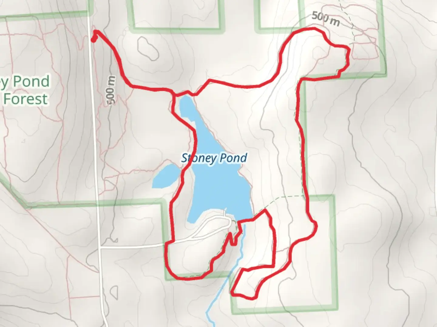An image depicting the trail Stoney Pond State Forest Loop and its surrounding area.