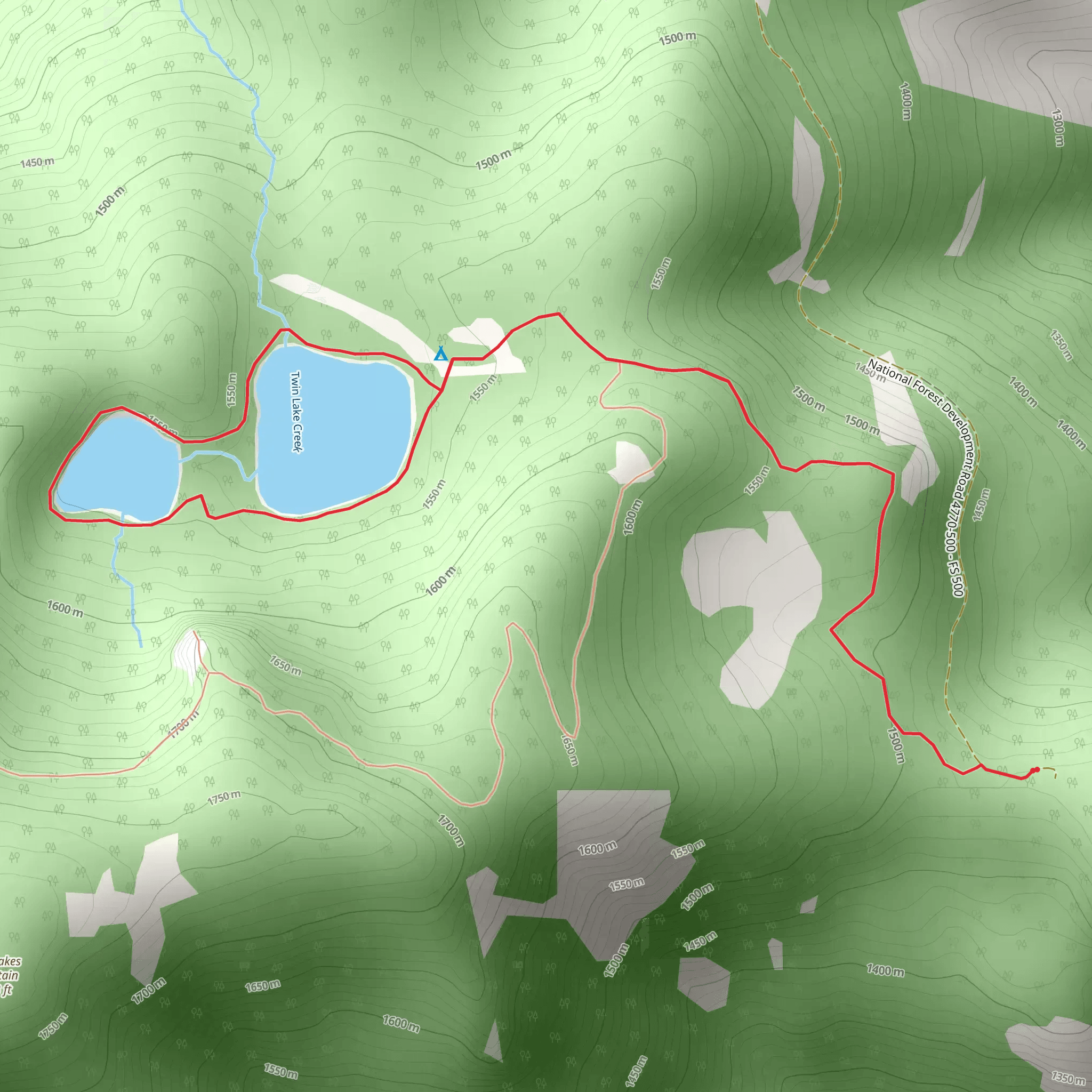 Twin Lakes Loop Trail mobile static map