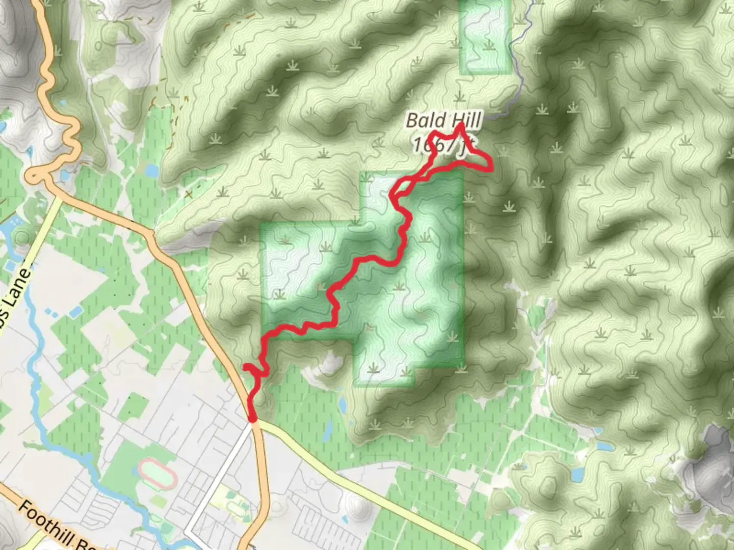 An image depicting the trail Bald Hill via Oat Hill Mine Trail and its surrounding area.