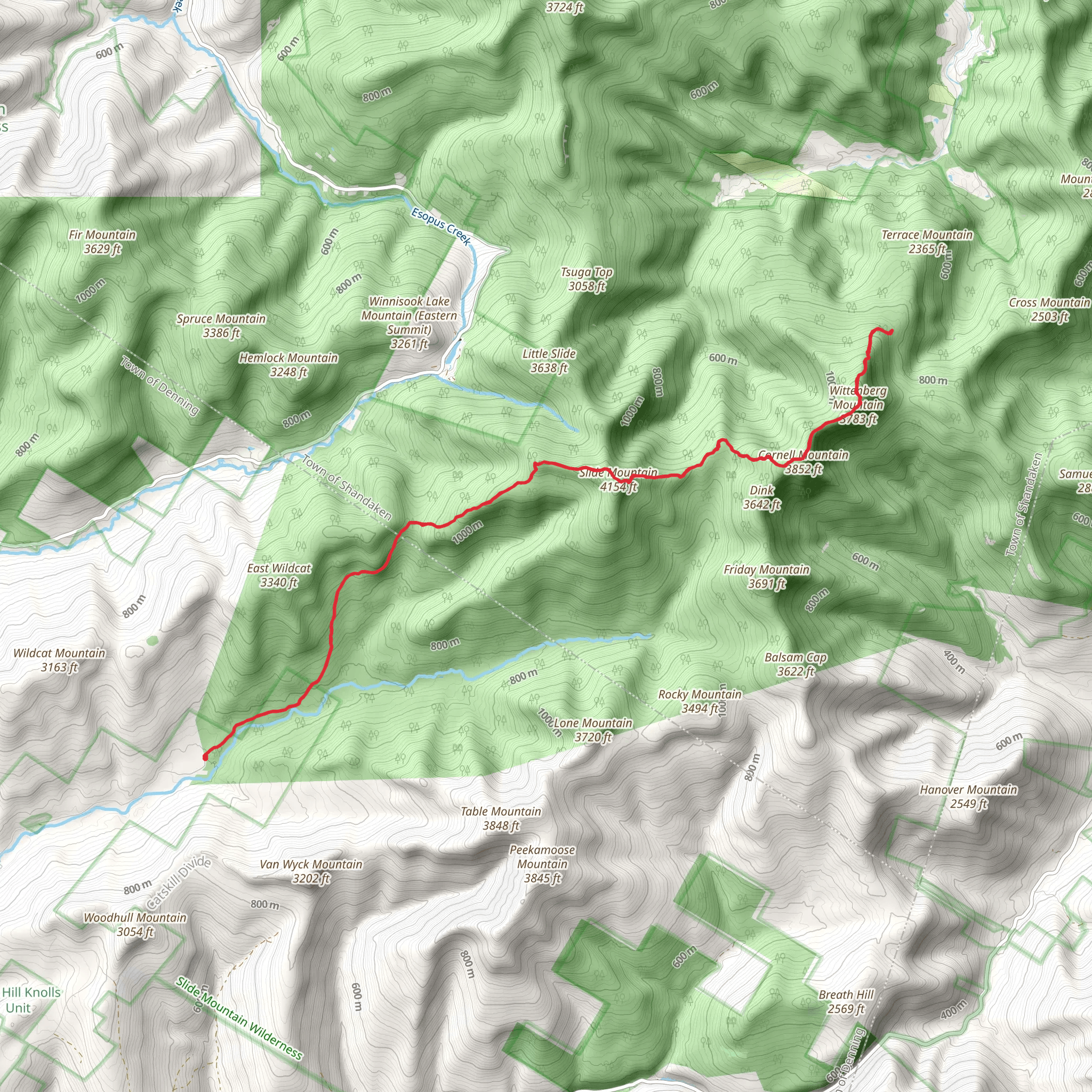Wittenberg - Cornell - Slide Trail from Finger Lakes Trail mobile static map
