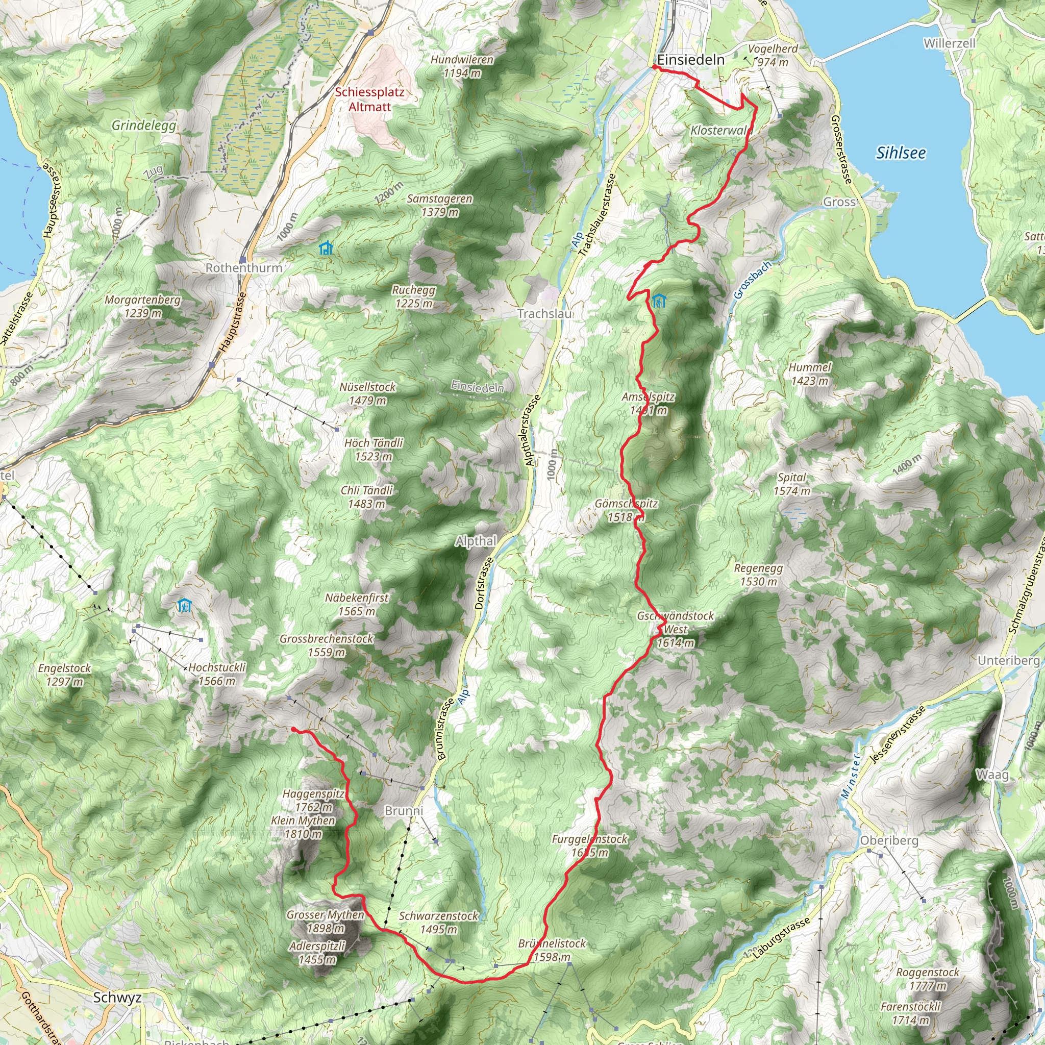 From Holzegg to Einsiedeln mobile static map