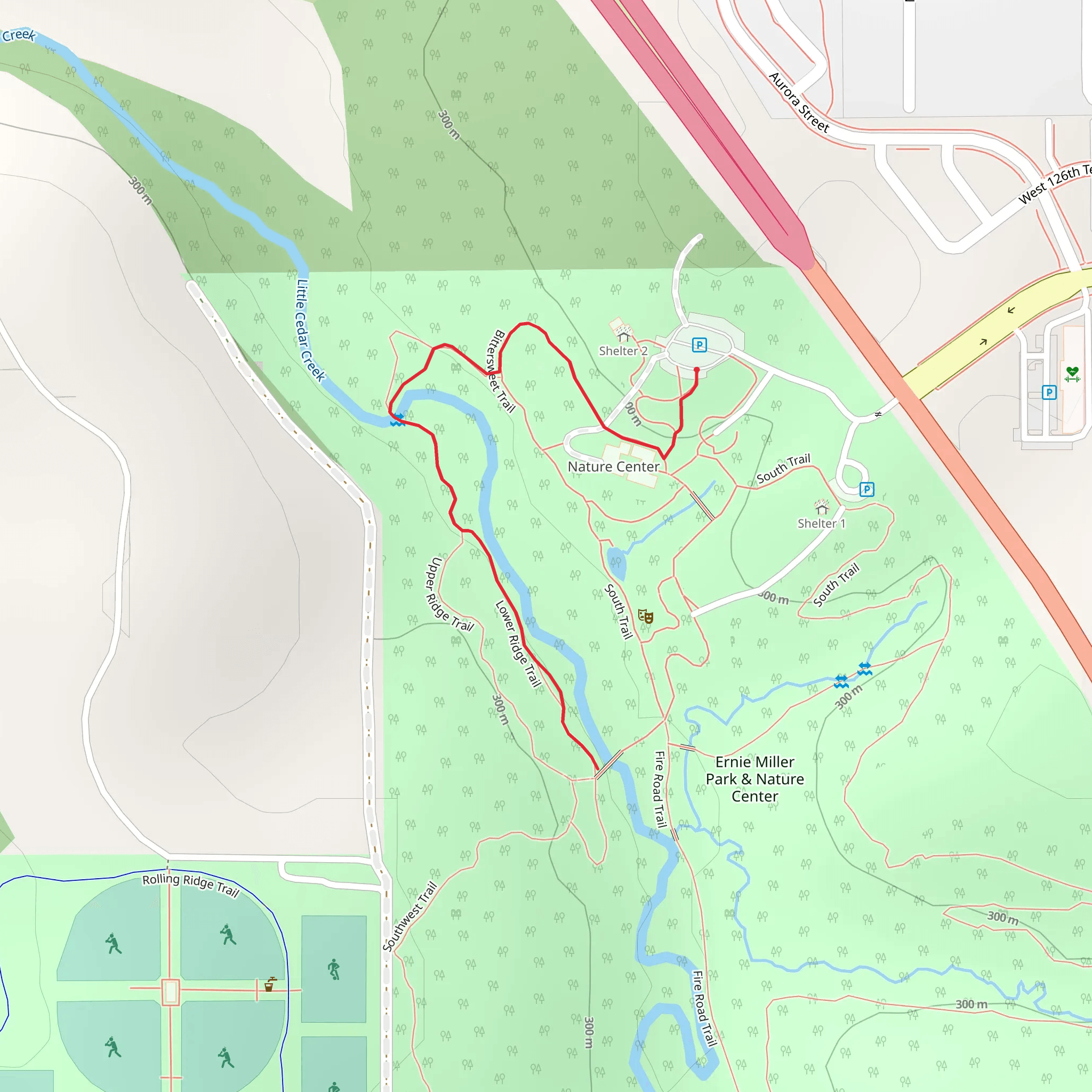 Little Cedar Creek via Bittersweet Trail mobile static map