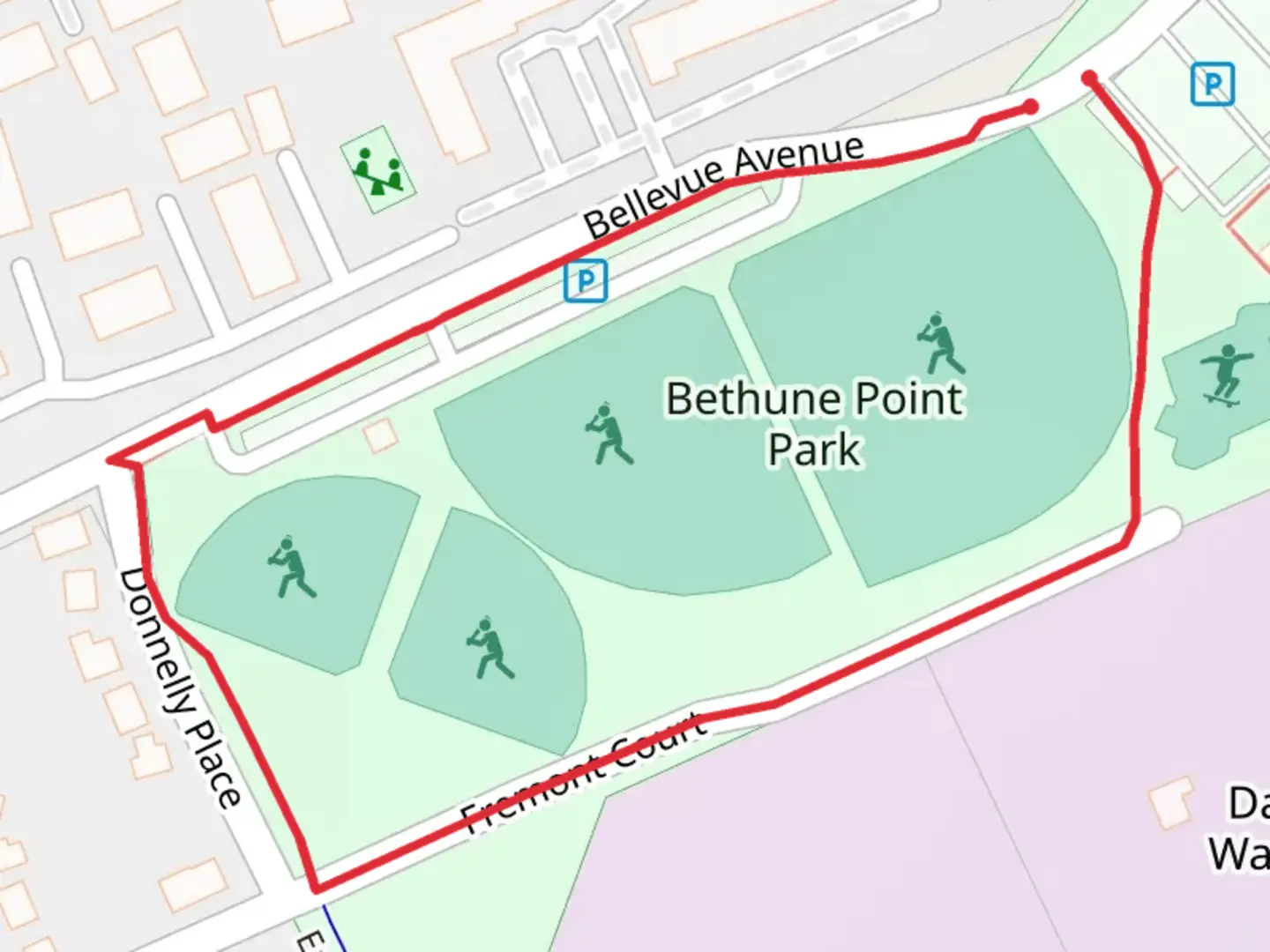 An image depicting the trail East Coast Greenway in Bethune Point Park Loop and its surrounding area.