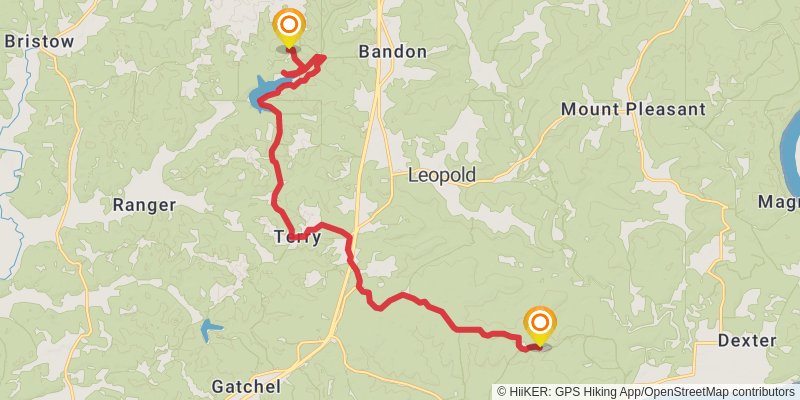 American Discovery Trail South Route - Indiana stage 20 Map