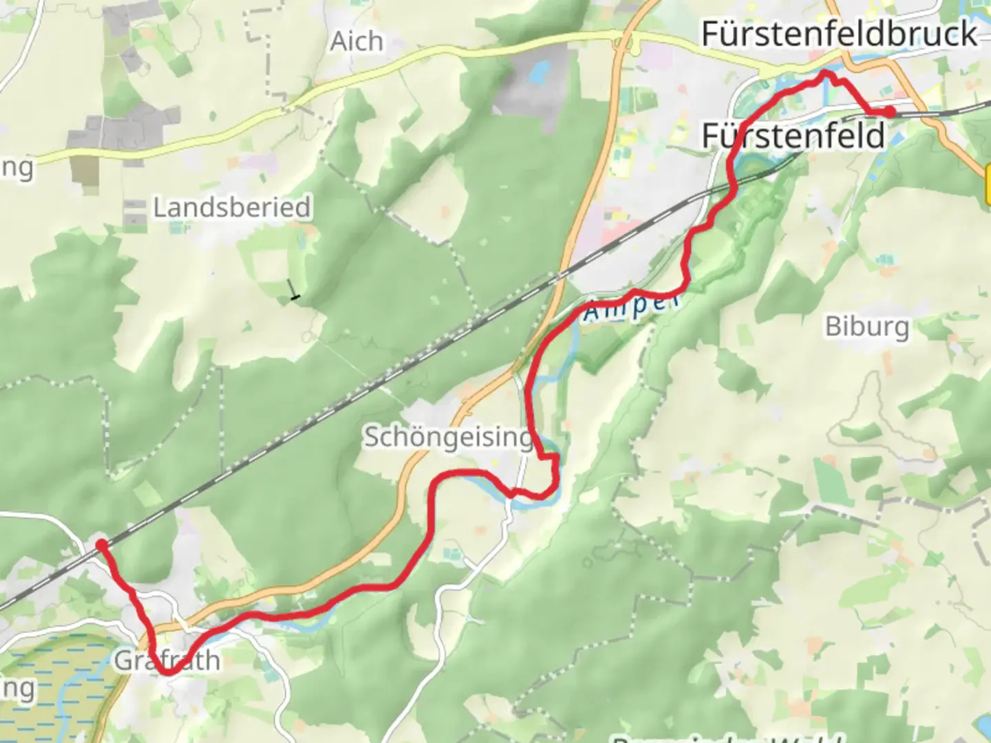 An image depicting the trail Grafrath to Weiherhaus Walk and its surrounding area.