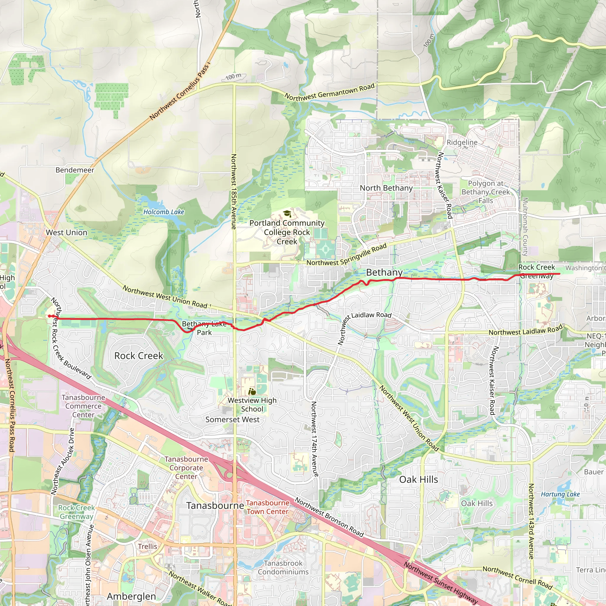 Rock Creek Trail and Bethany Terrace Trail mobile static map