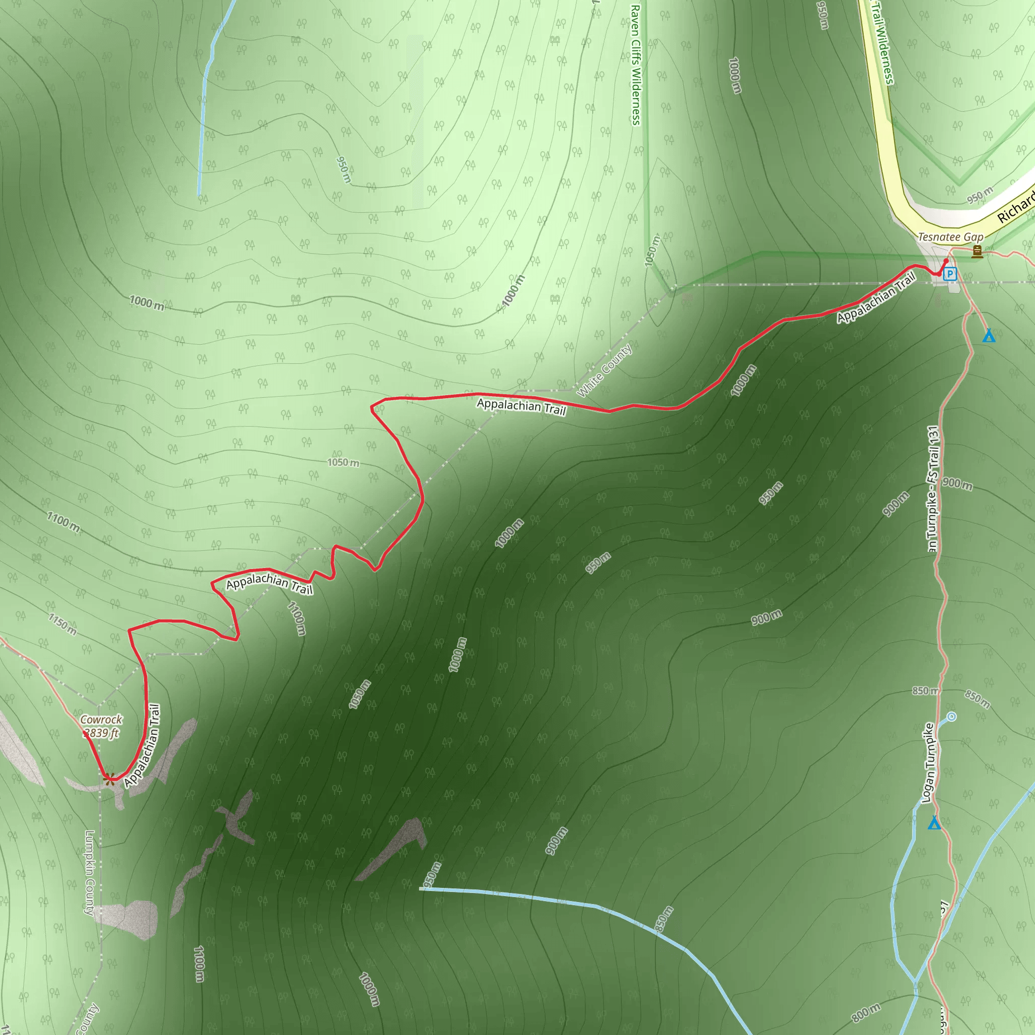 Cowrock via Appalachian Trail mobile static map