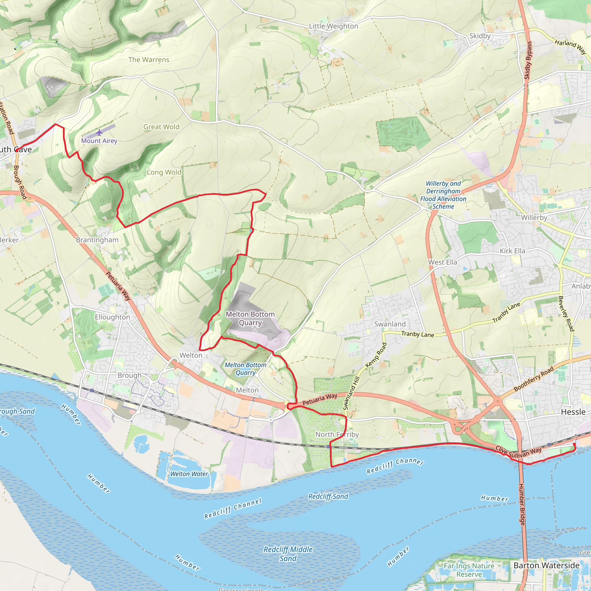 Hessle to South Cave Walk mobile static map
