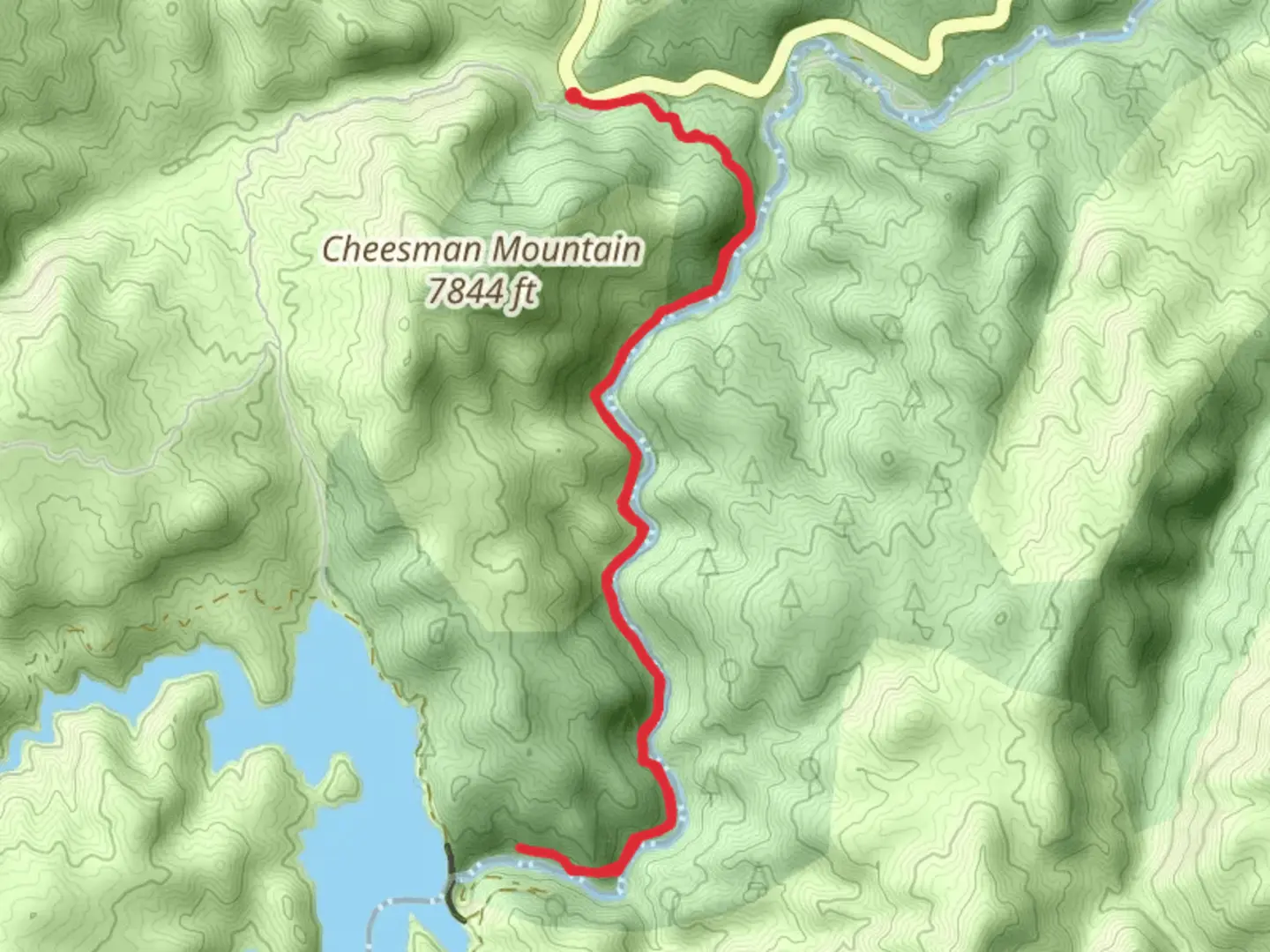 An image depicting the trail Cheeseman Canyon Trail and its surrounding area.