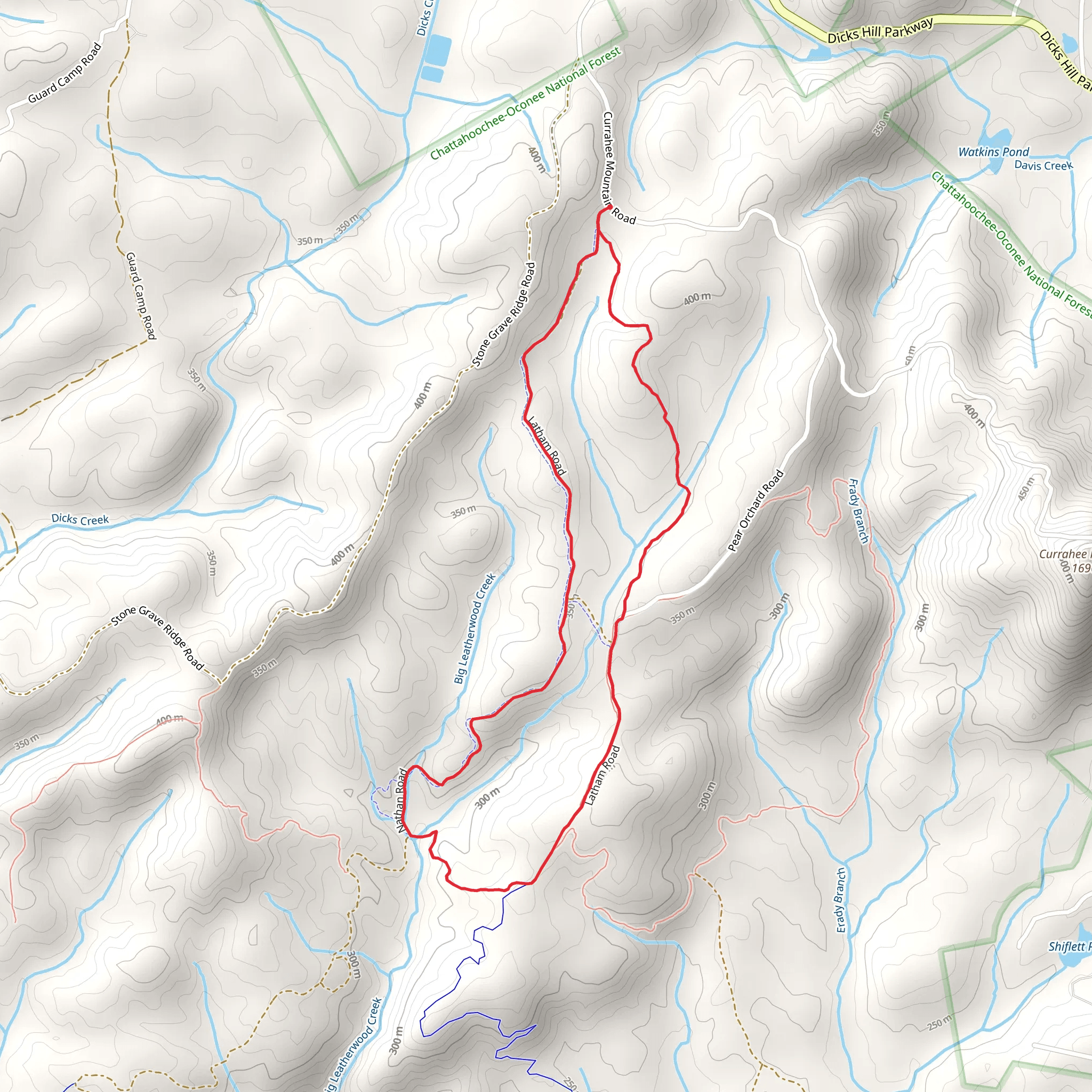 Frady Branch and Latham Cemetary Loop mobile static map