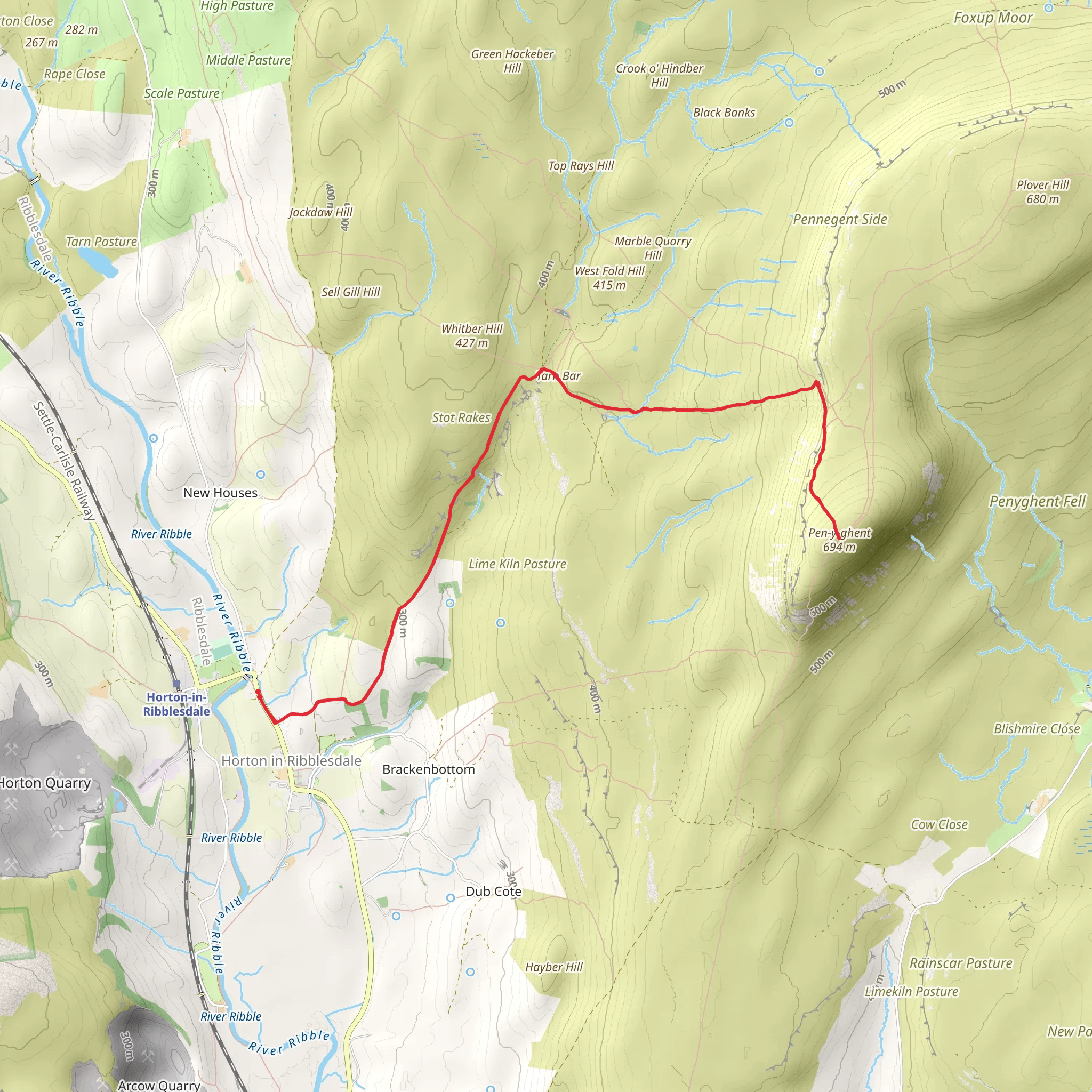 Pen-y-ghent via Horton Scar mobile static map