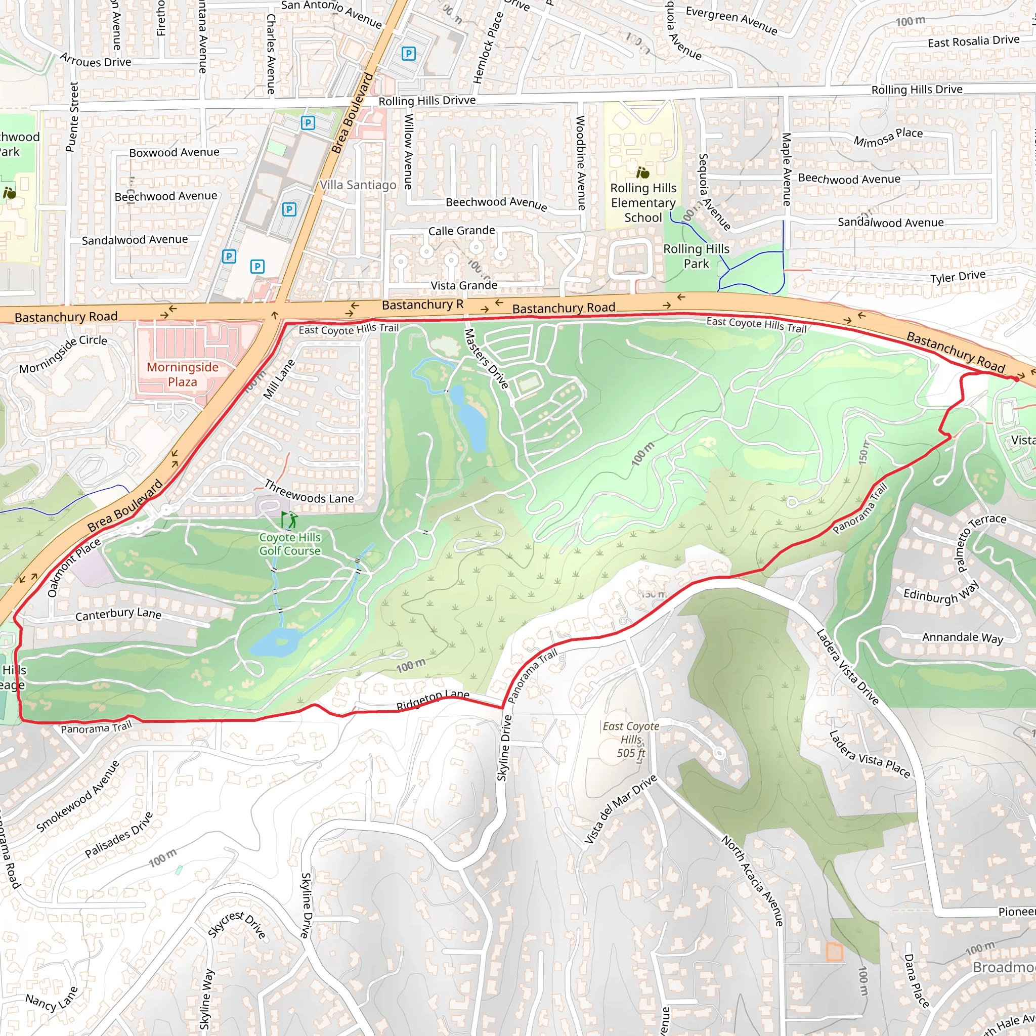 Panorama and East Coyote Hills Loop Trail mobile static map