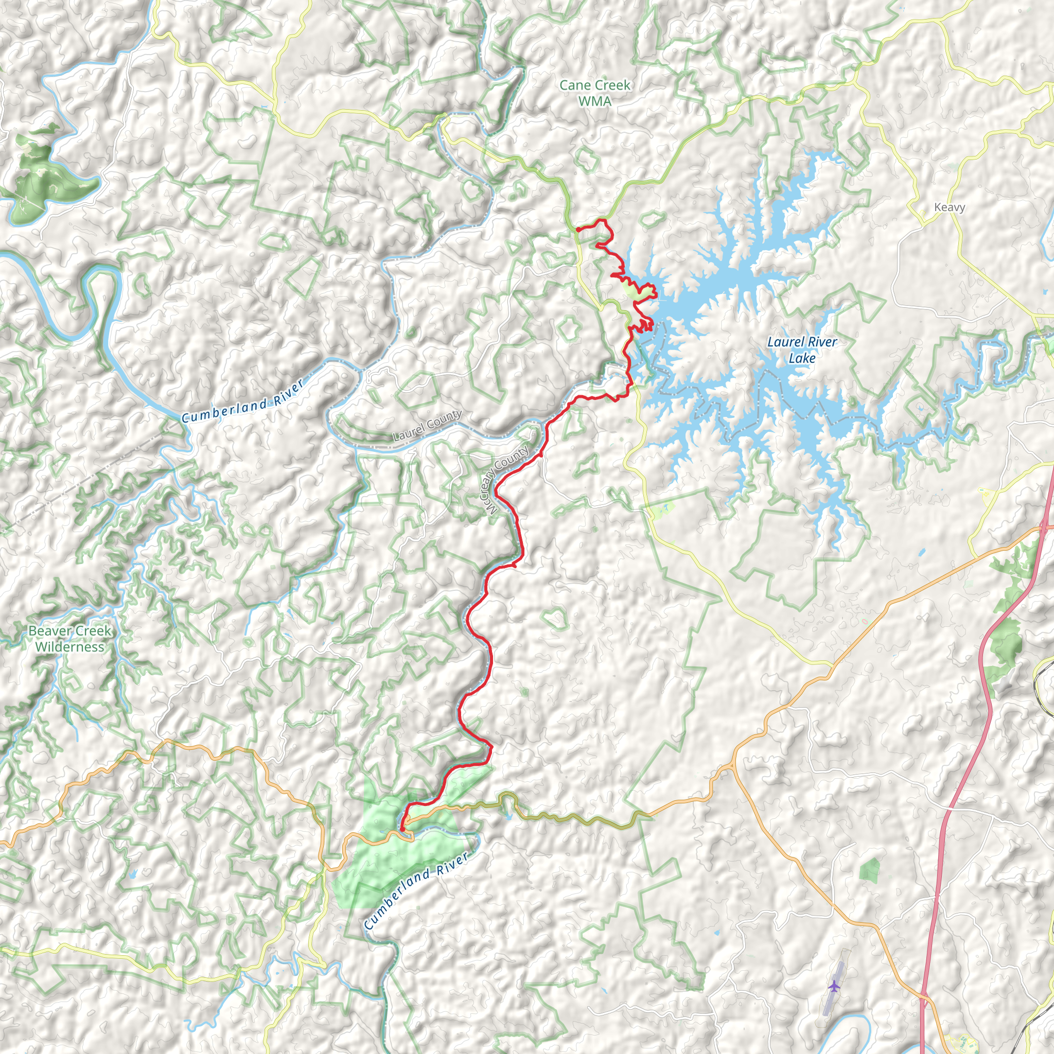 Sheltowee Trace Trail mobile static map