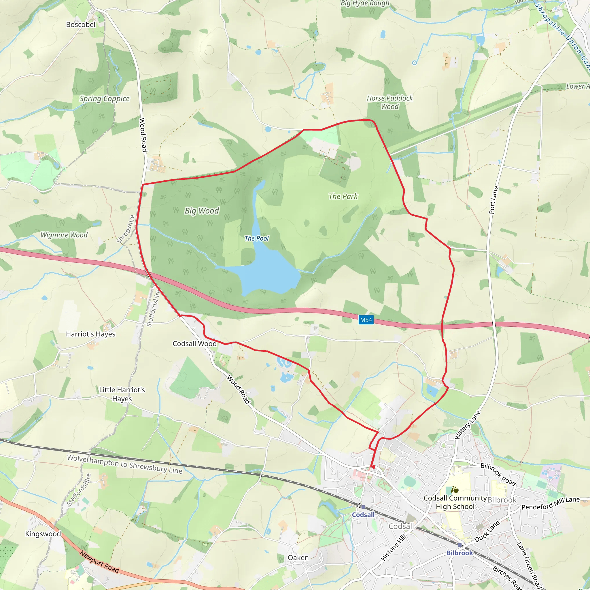 Codsall Wood mobile static map