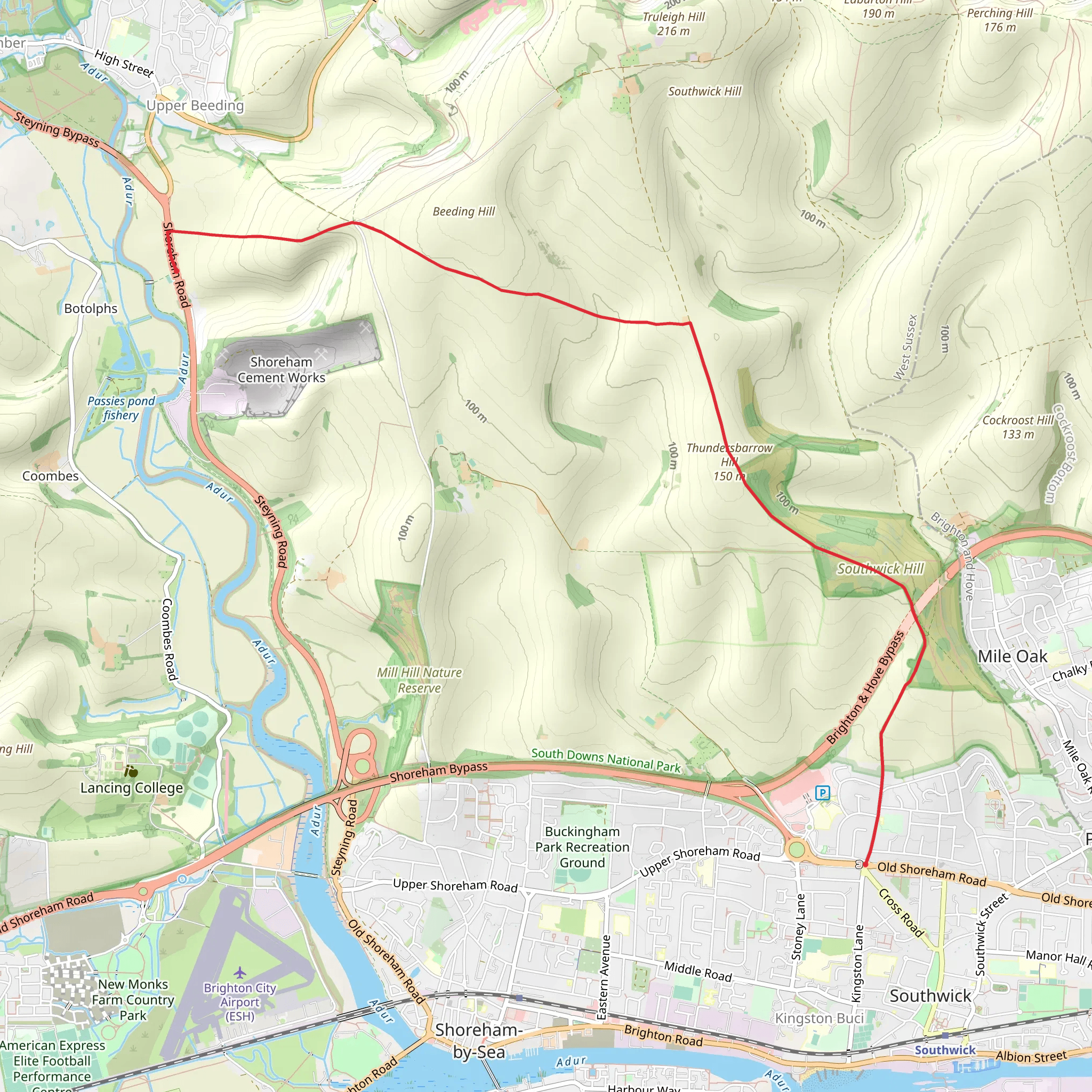 Upper Beeding Trail mobile static map