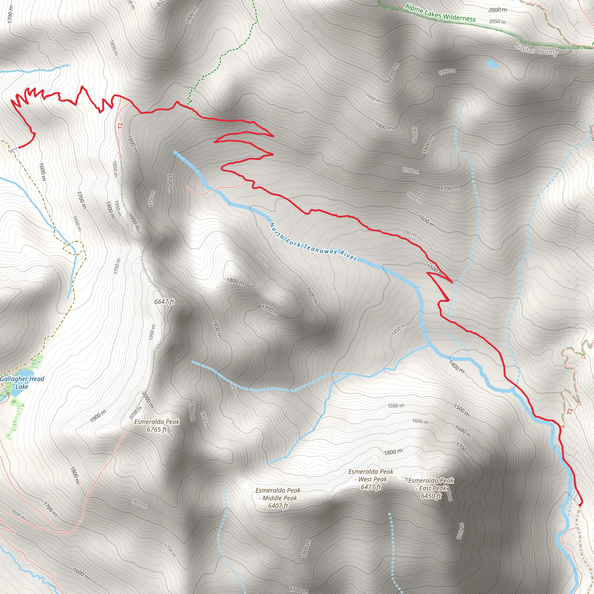 Esmeralda Basin Trail and Fortune Creek Pass mobile static map