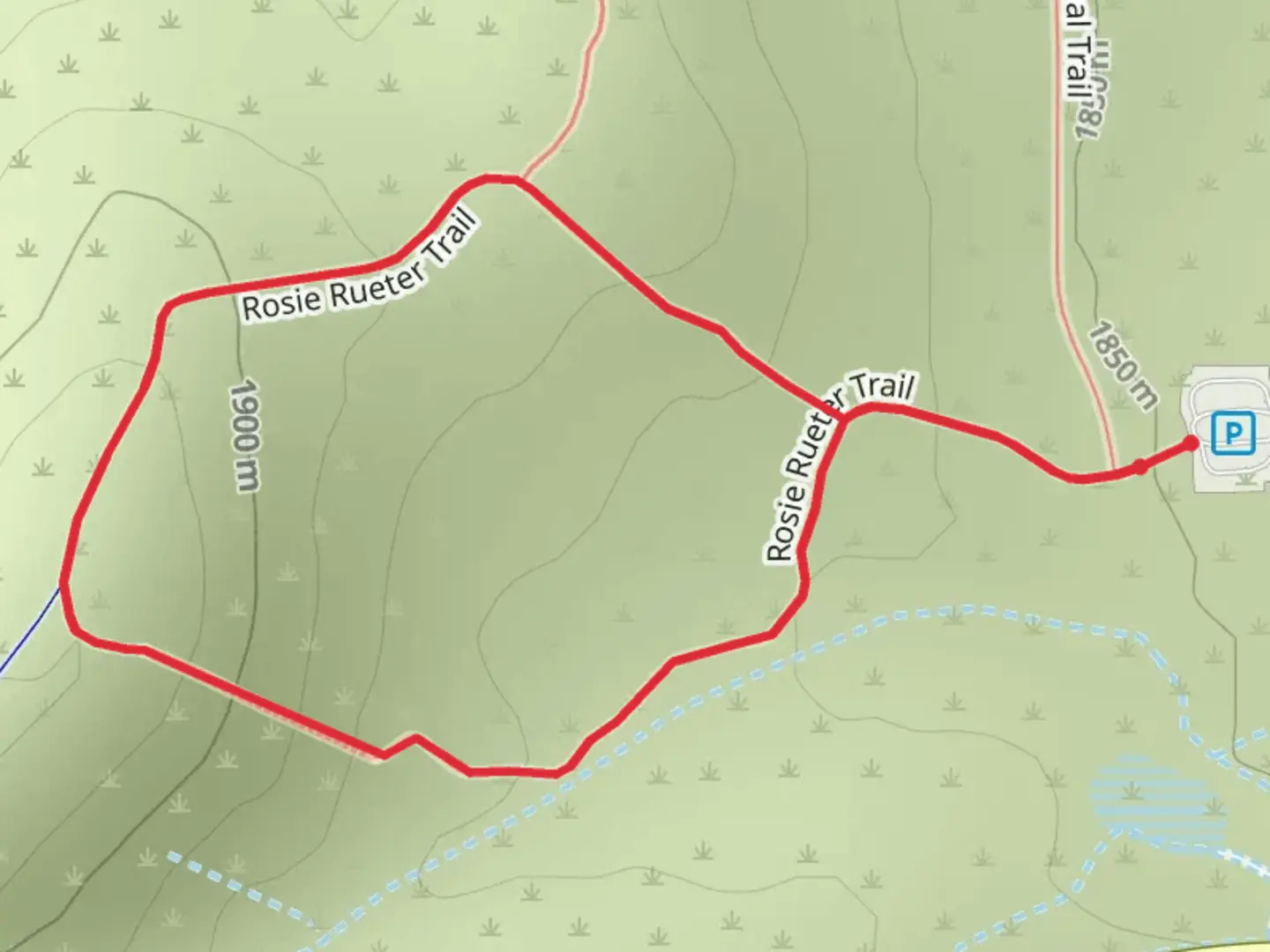 An image depicting the trail Rosie Rueter Loop Trail and its surrounding area.