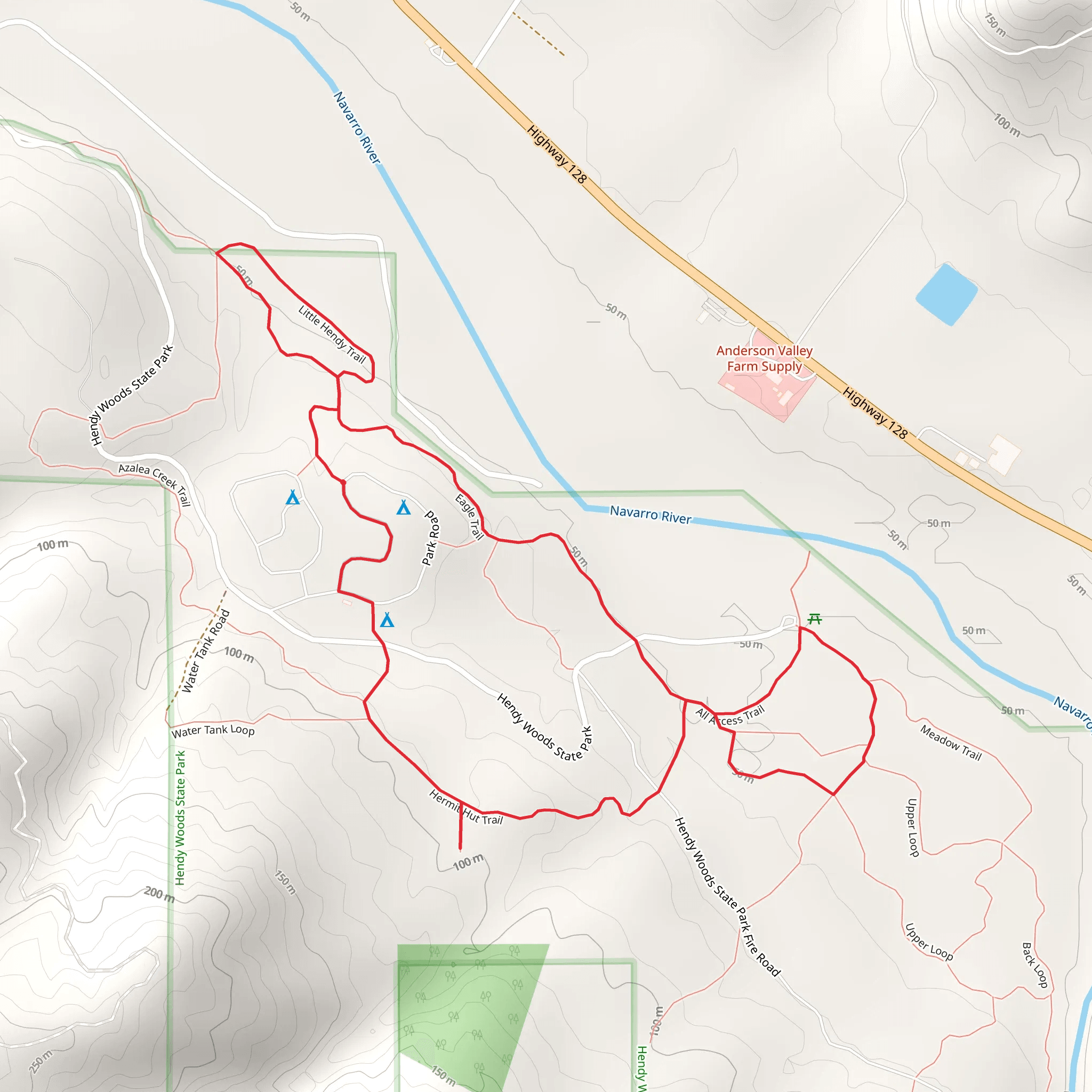 Little Hendy, Hermit Hut and Eagle Loop Trail mobile static map