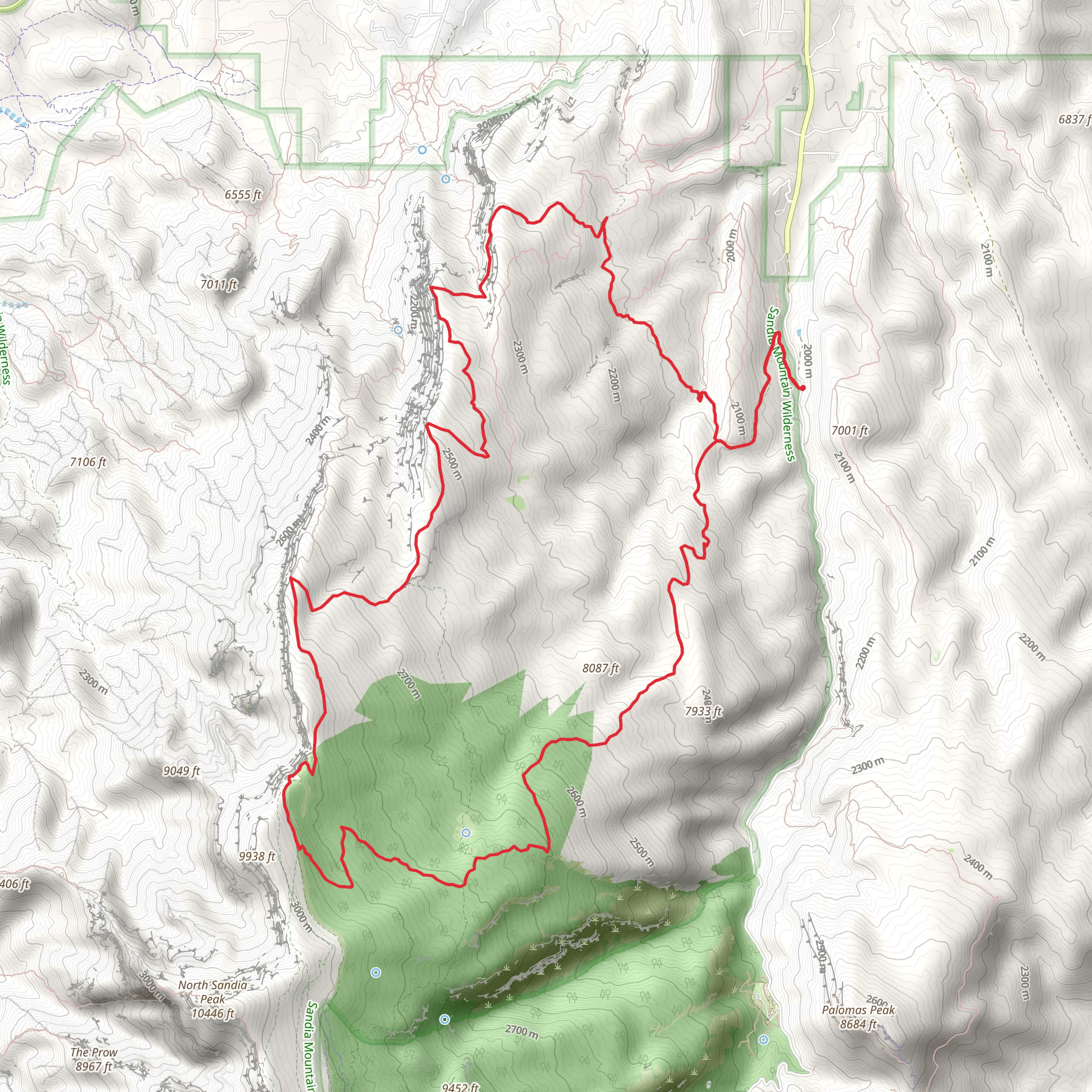 Osha Spring Trail and Sandia Crest Loop Trail mobile static map