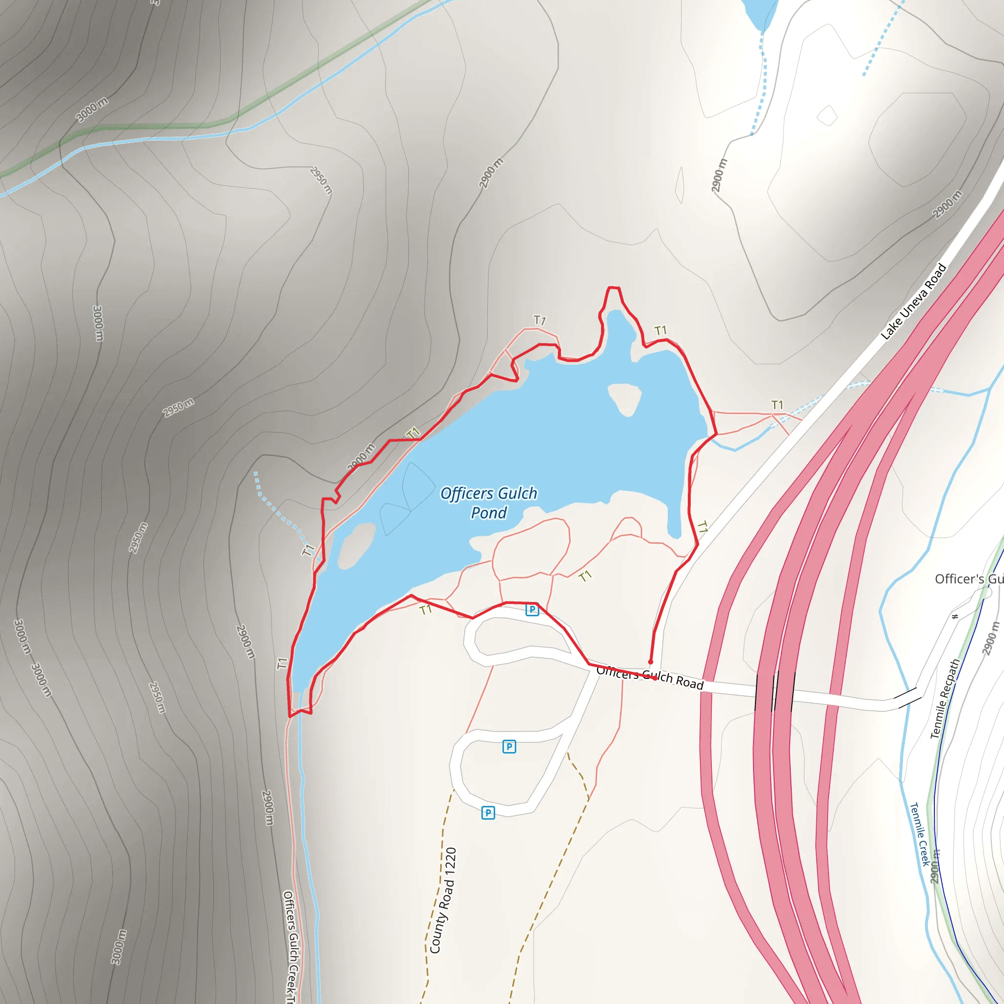Officers Gulch Trail mobile static map