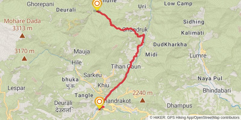 Poonhill Trek stage 4 Map