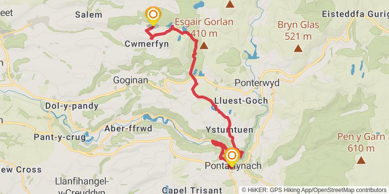 Borth to Devil's Bridge to Pontrhydfendigaid Trail stage 2 Map