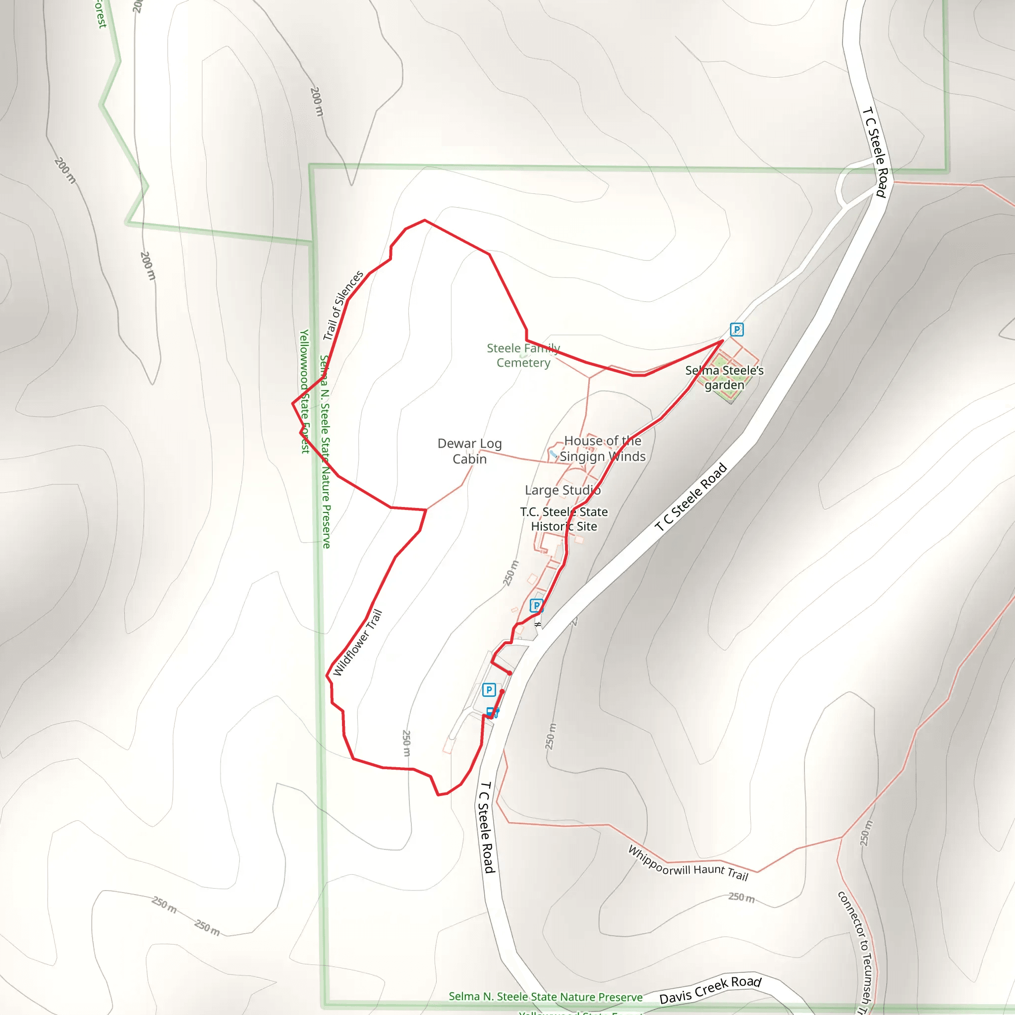 Wildflower Trail and Trail of Silences Loop mobile static map