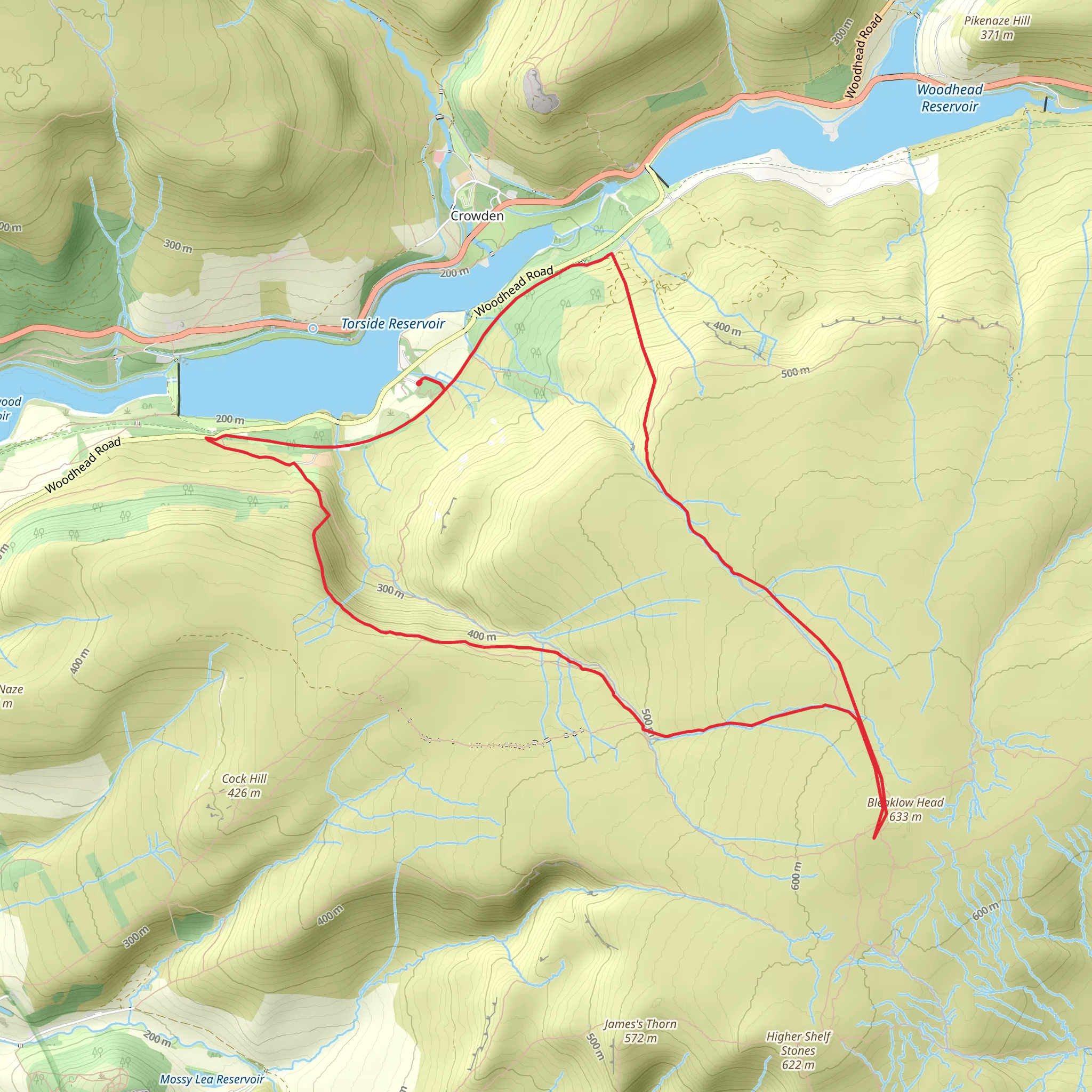 Bleaklow Head from Longdendale mobile static map