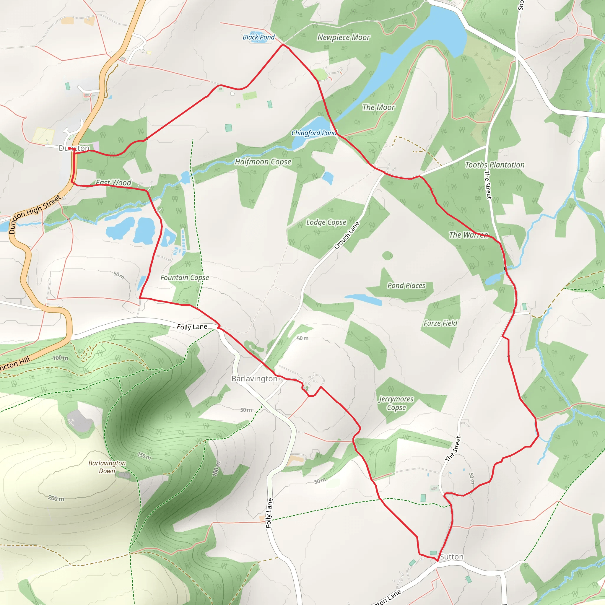 Chingford Pond, The Warren and East Wood Loop mobile static map