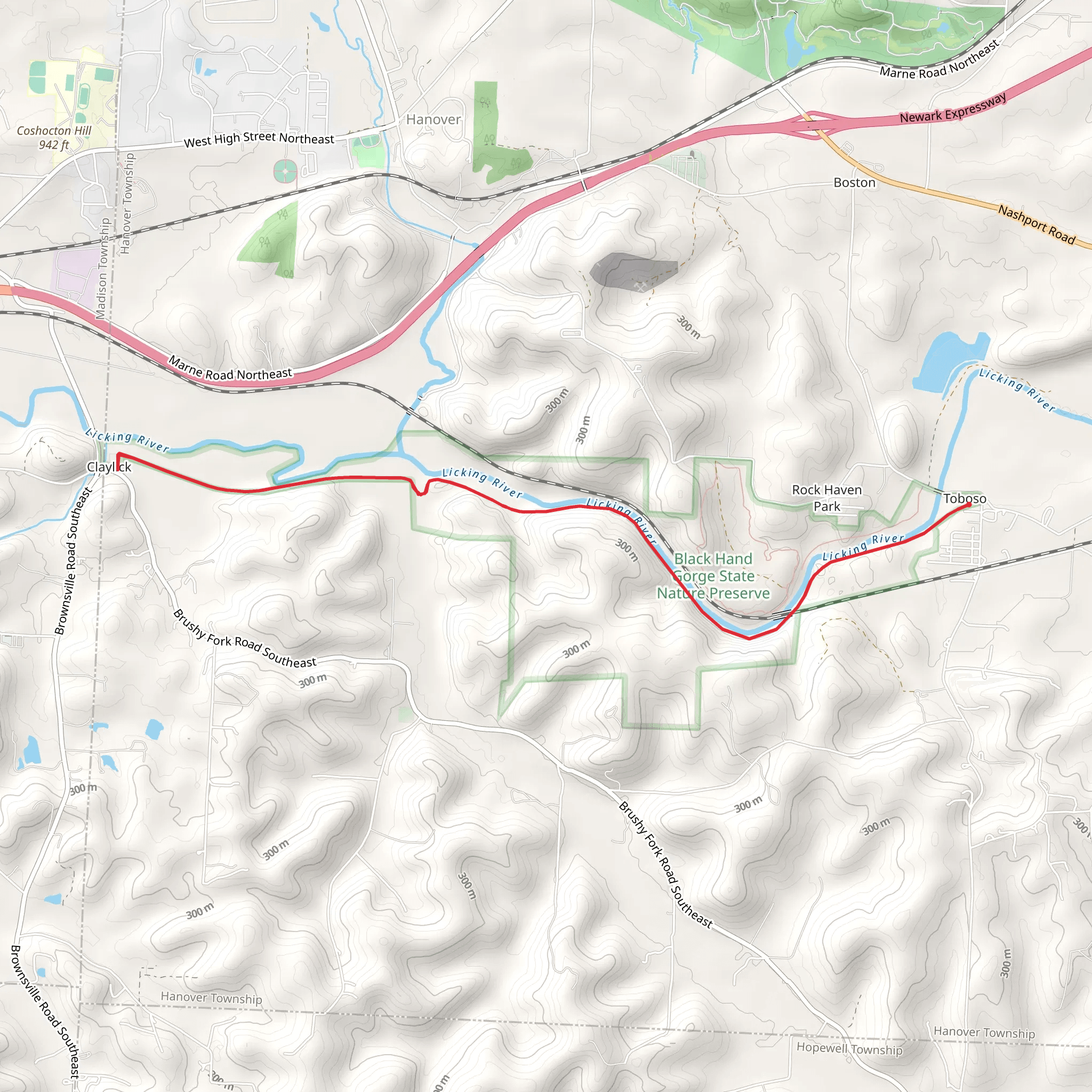 Walk along Licking River - Toboso mobile static map