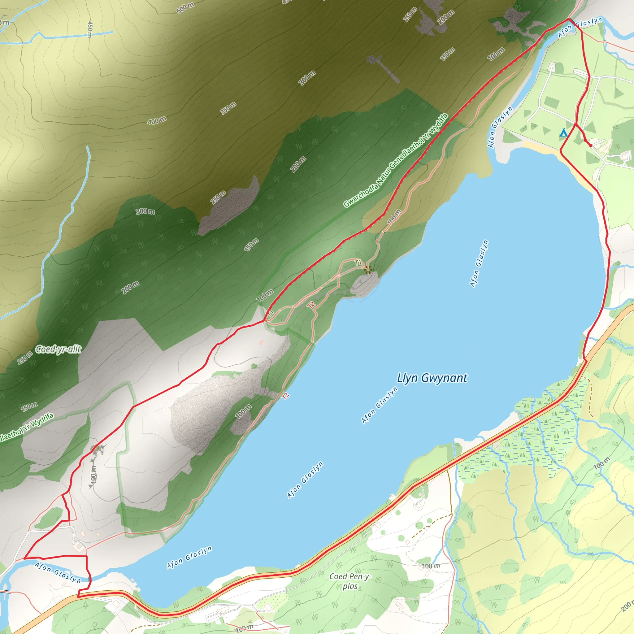 Llyn Gwynant Loop mobile static map