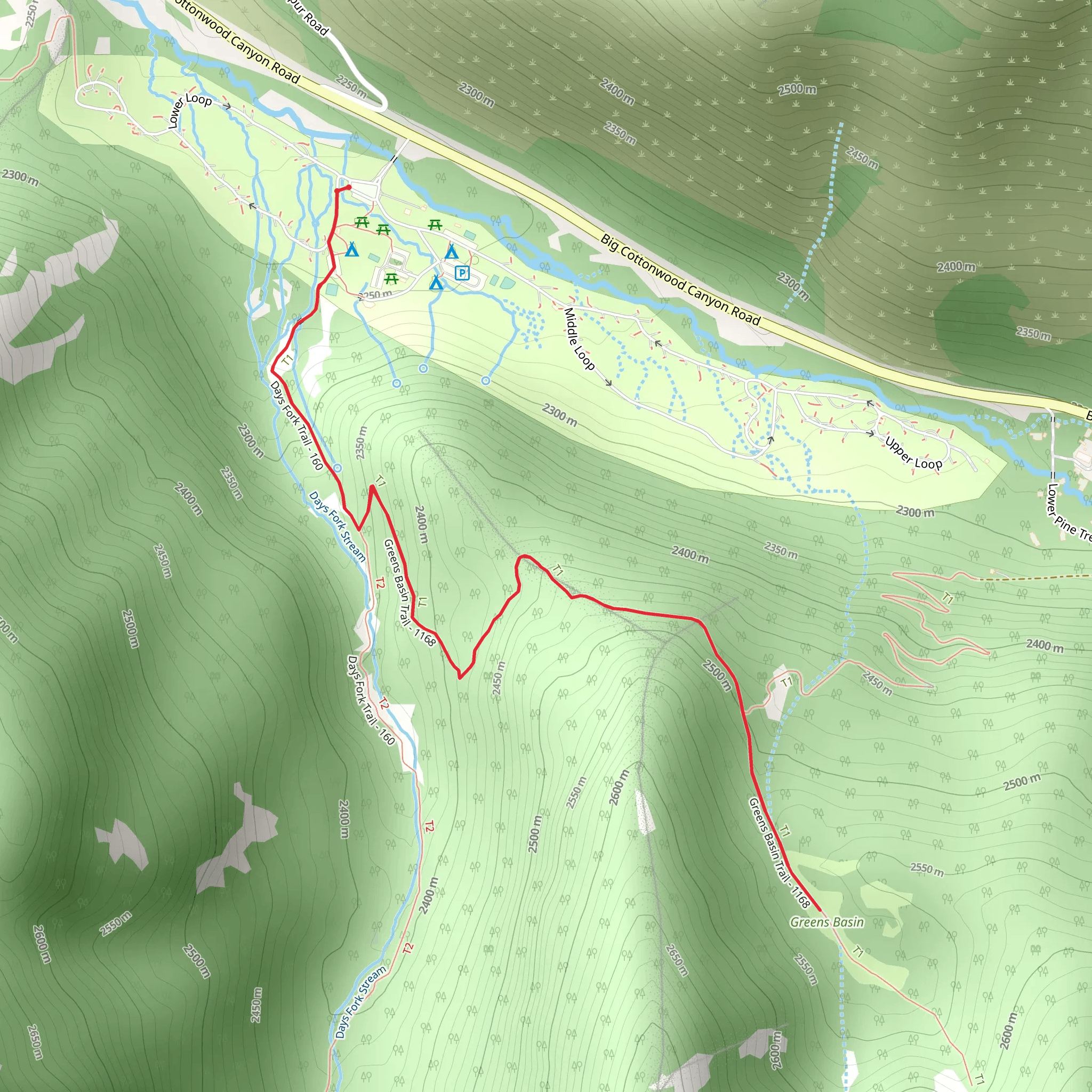 Greens Basin Trail mobile static map