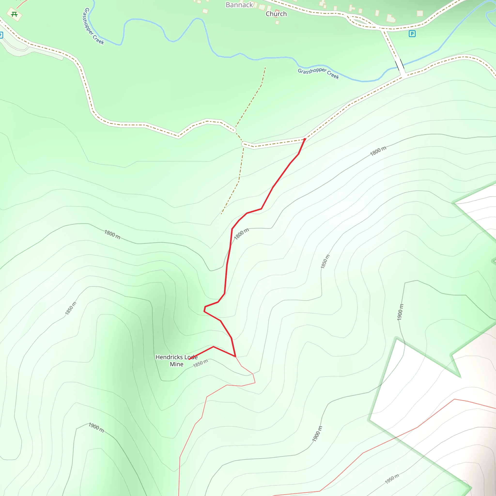 Hendricks Lode Mine From Hendricks Mill Road mobile static map