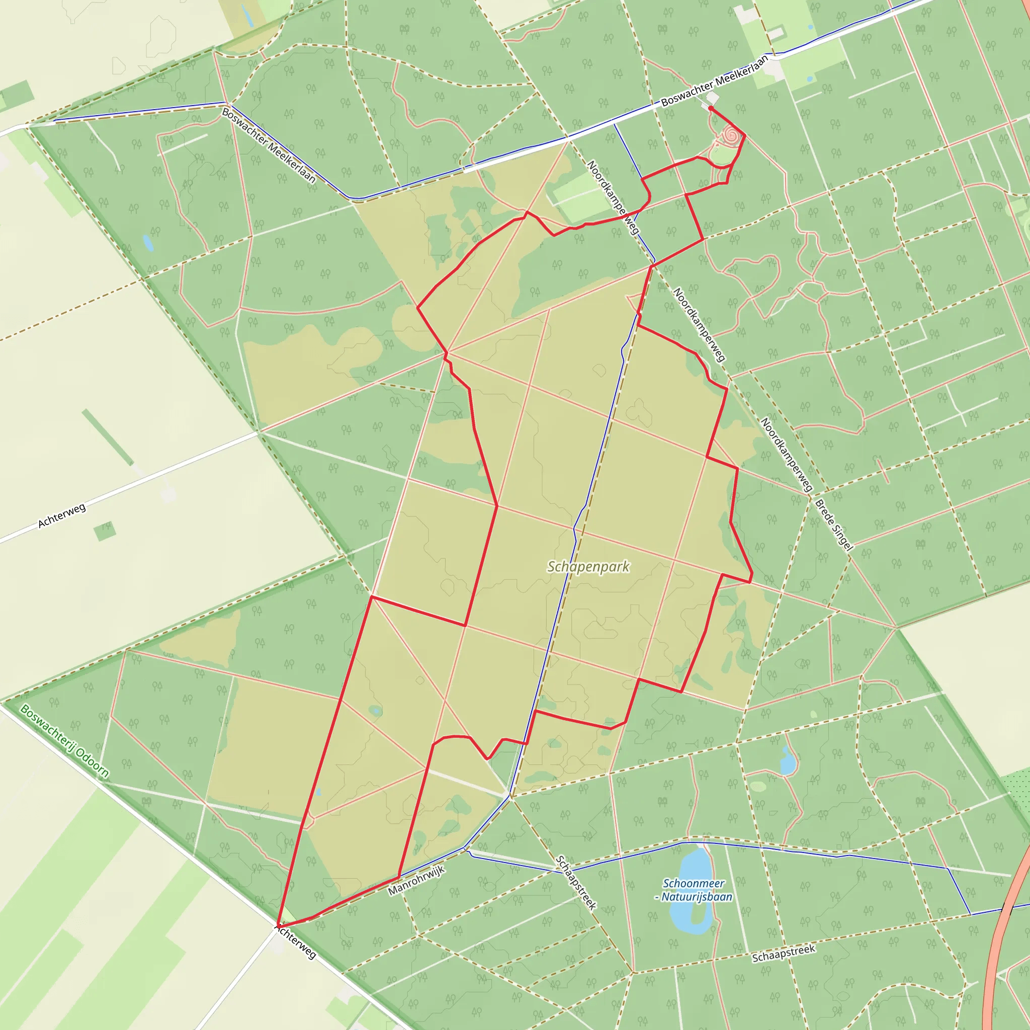 Schapenpark and Heerenleegte Loop in Boswachterij Odoorn mobile static map