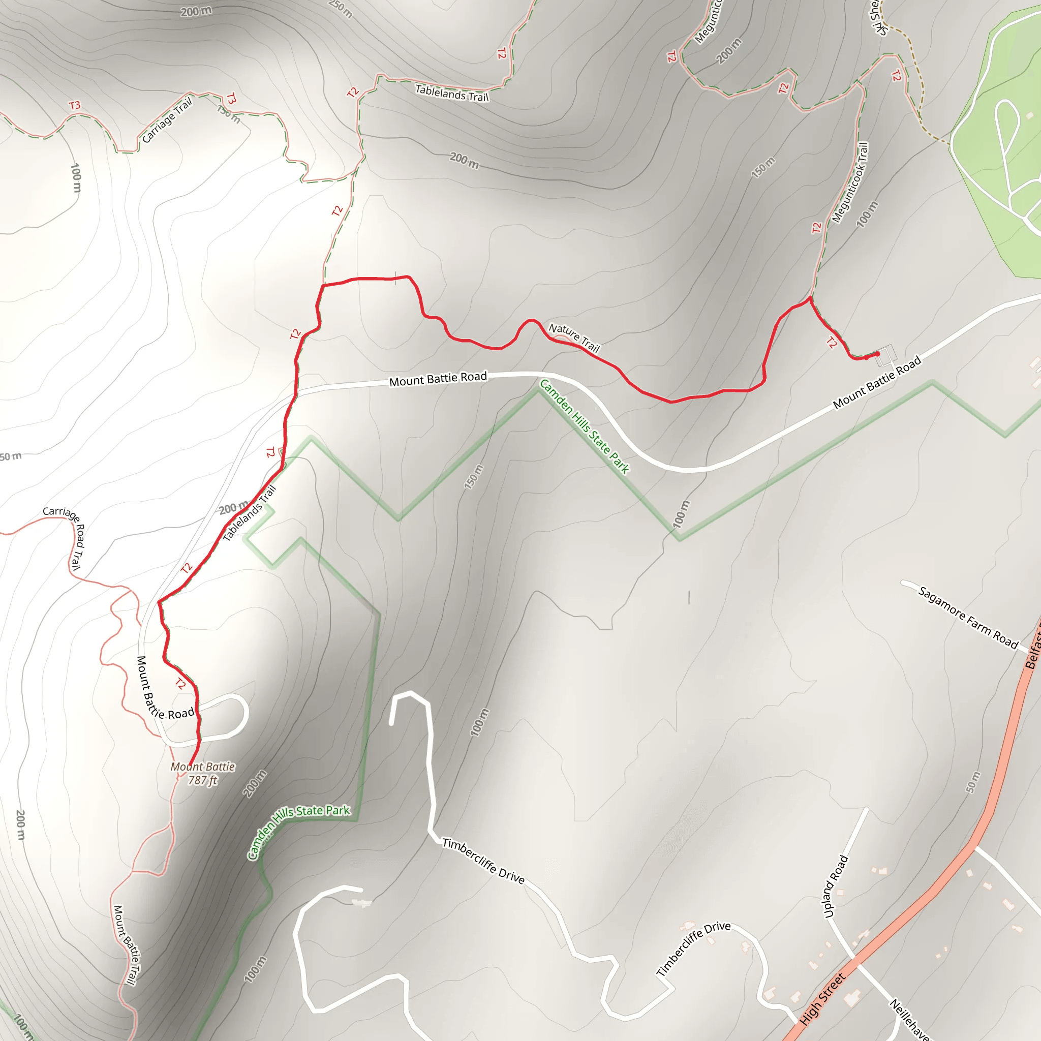 Mount Battie Trail mobile static map