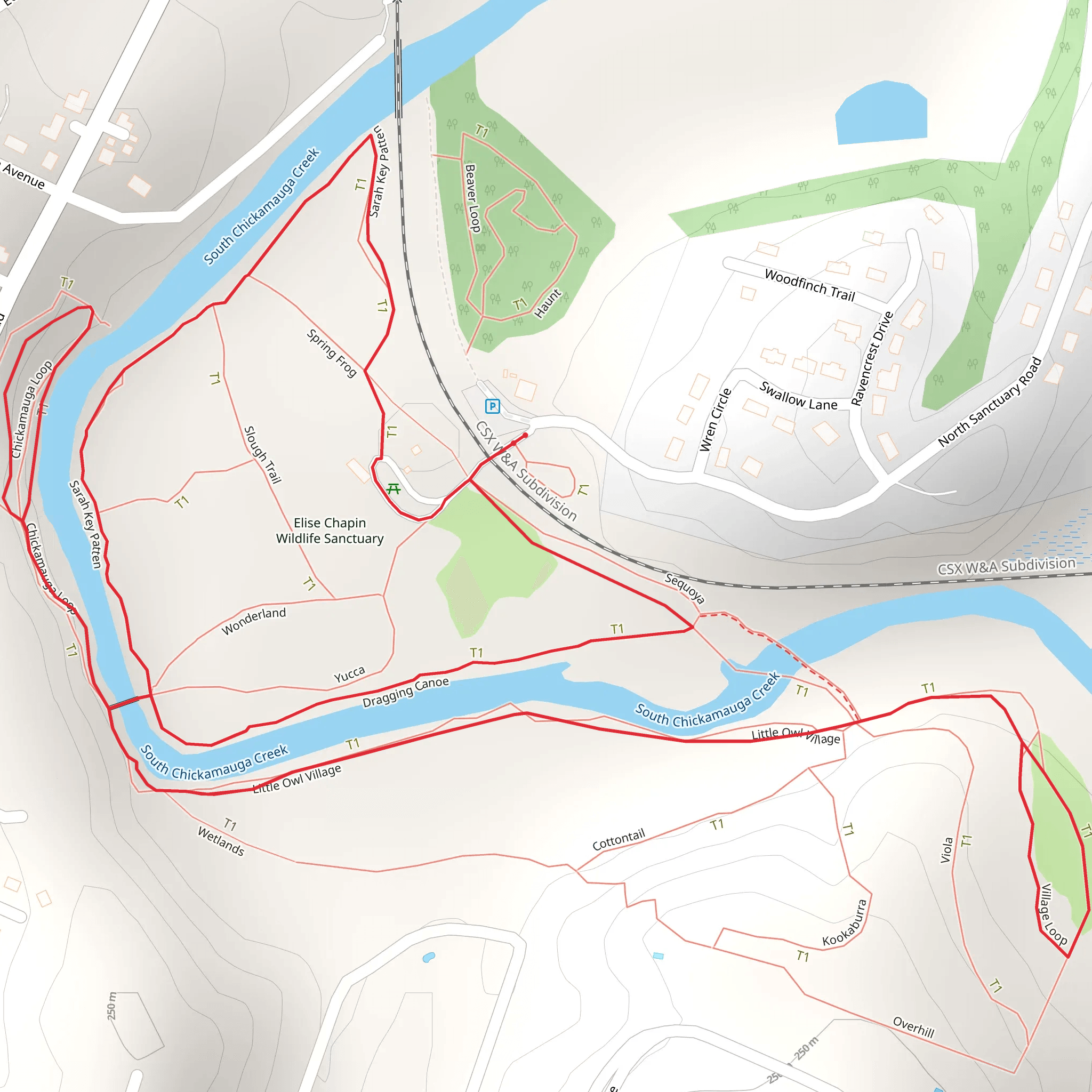 Little Owl Village and Chickamauga Loop mobile static map