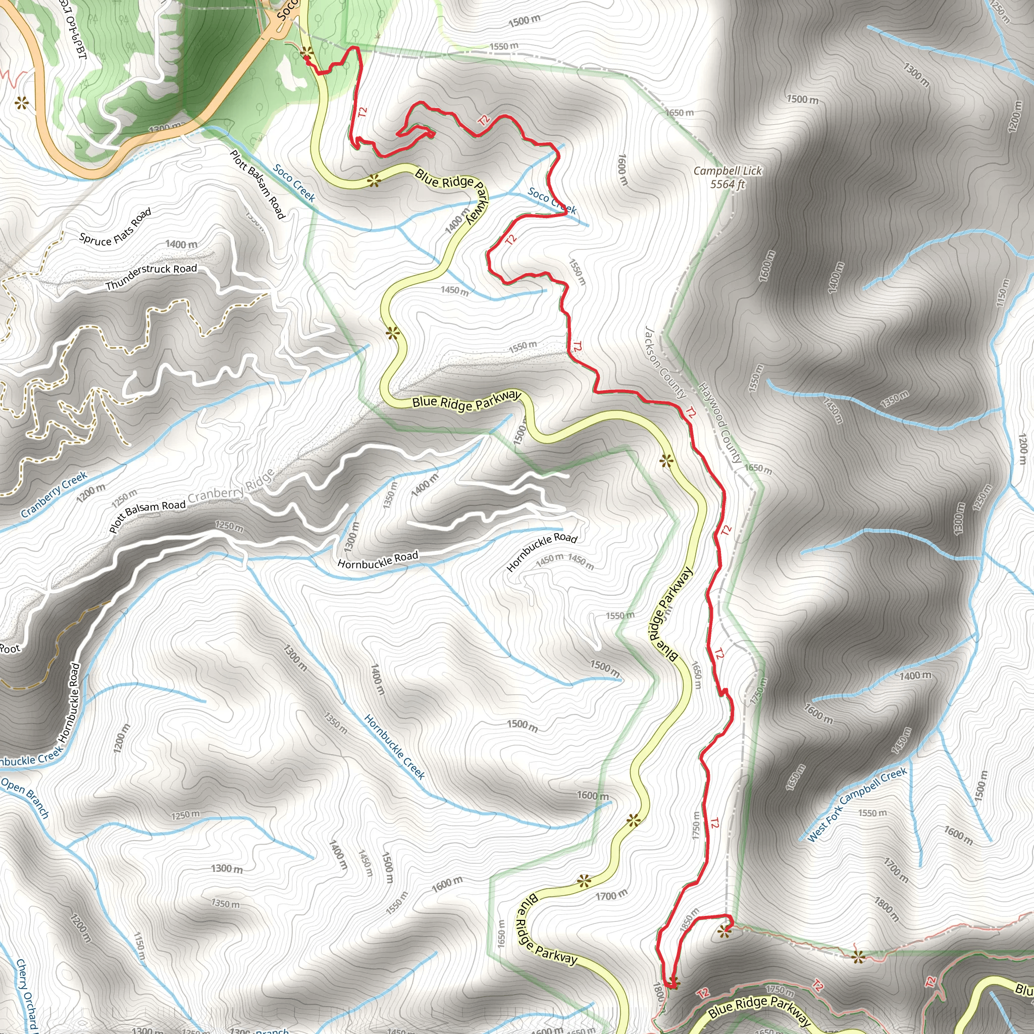 Waterrock Knob via Mountains-to-Sea Trail - Blue Ridge Parkway mobile static map