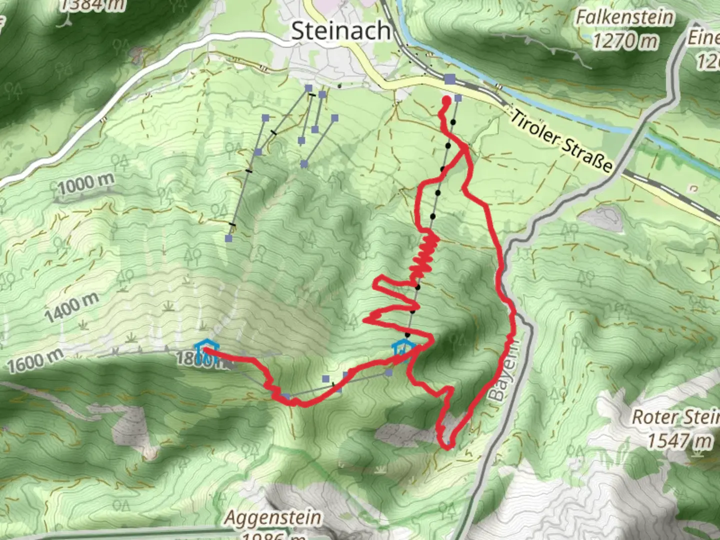 An image depicting the trail Breitenberg and Aussichtspunkt Steg Loop via Alpina Purple A64 and its surrounding area.