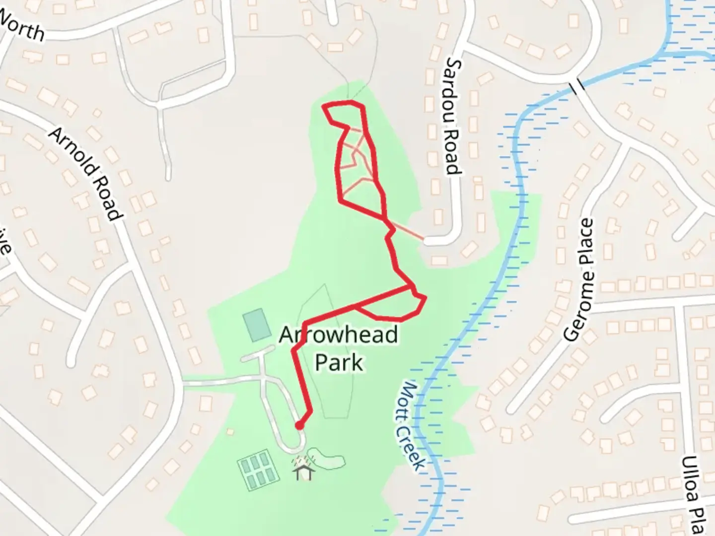 An image depicting the trail Arrowhead Park and its surrounding area.