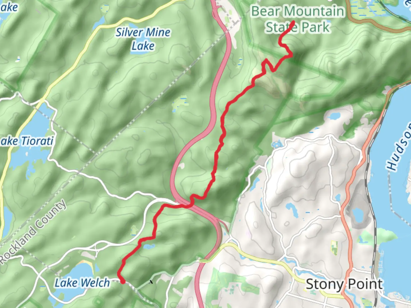 An image depicting the trail Irish and West Mountain via Suffern-Bear Mountain Trail and its surrounding area.