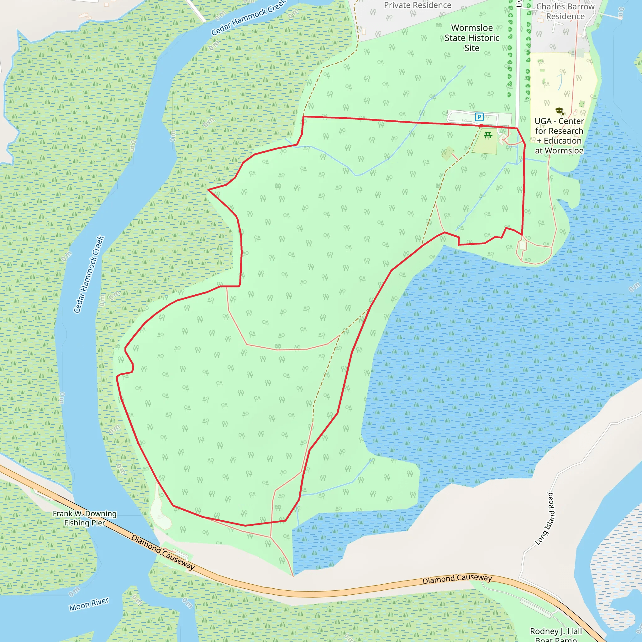 Wormsloe's Family Burial Ground Loop mobile static map