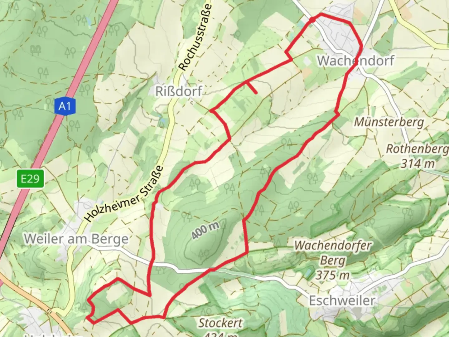 An image depicting the trail Almweg Loop and its surrounding area.