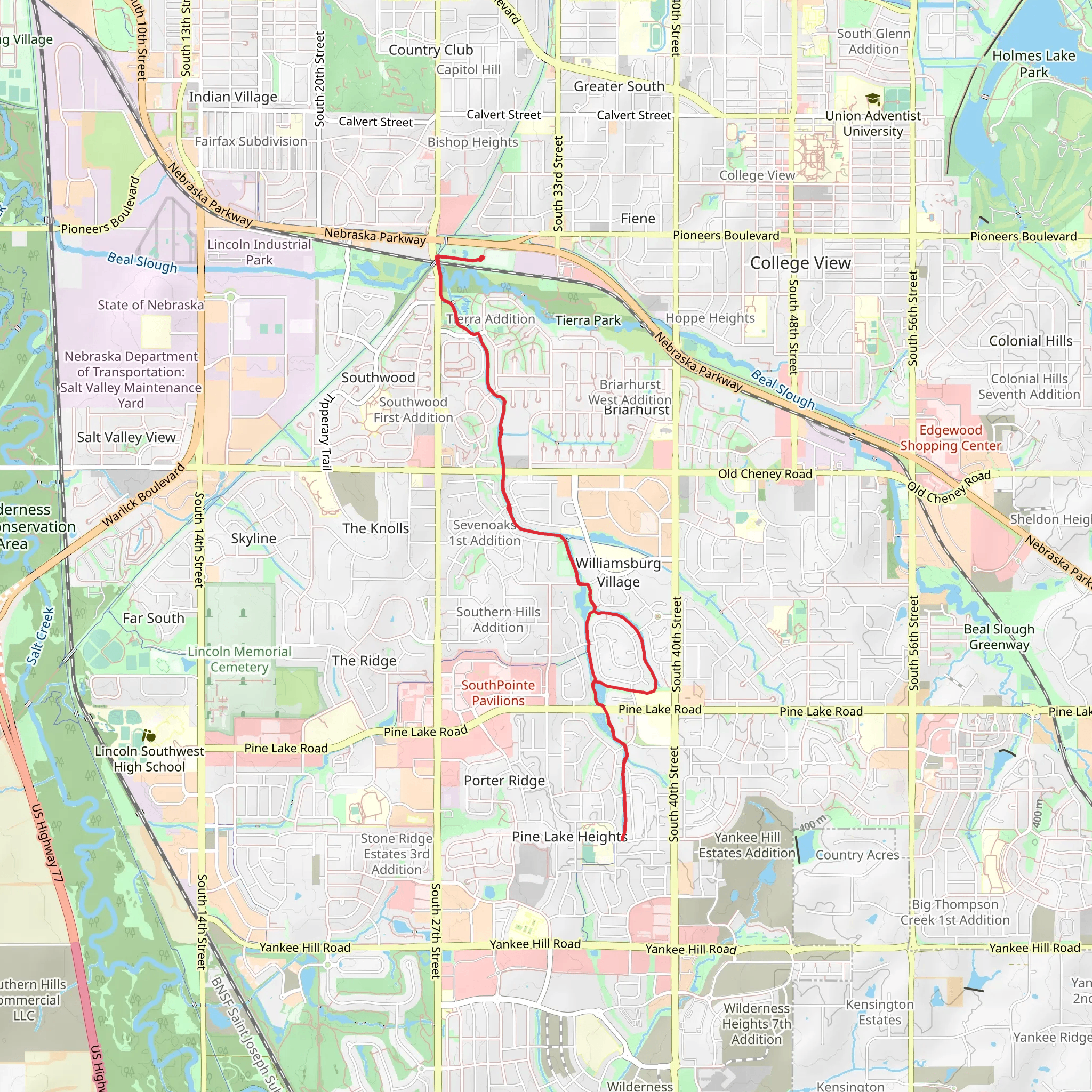 Williamsburg Park and Pine Lake Pond via Tierra Williamsburg Trail mobile static map