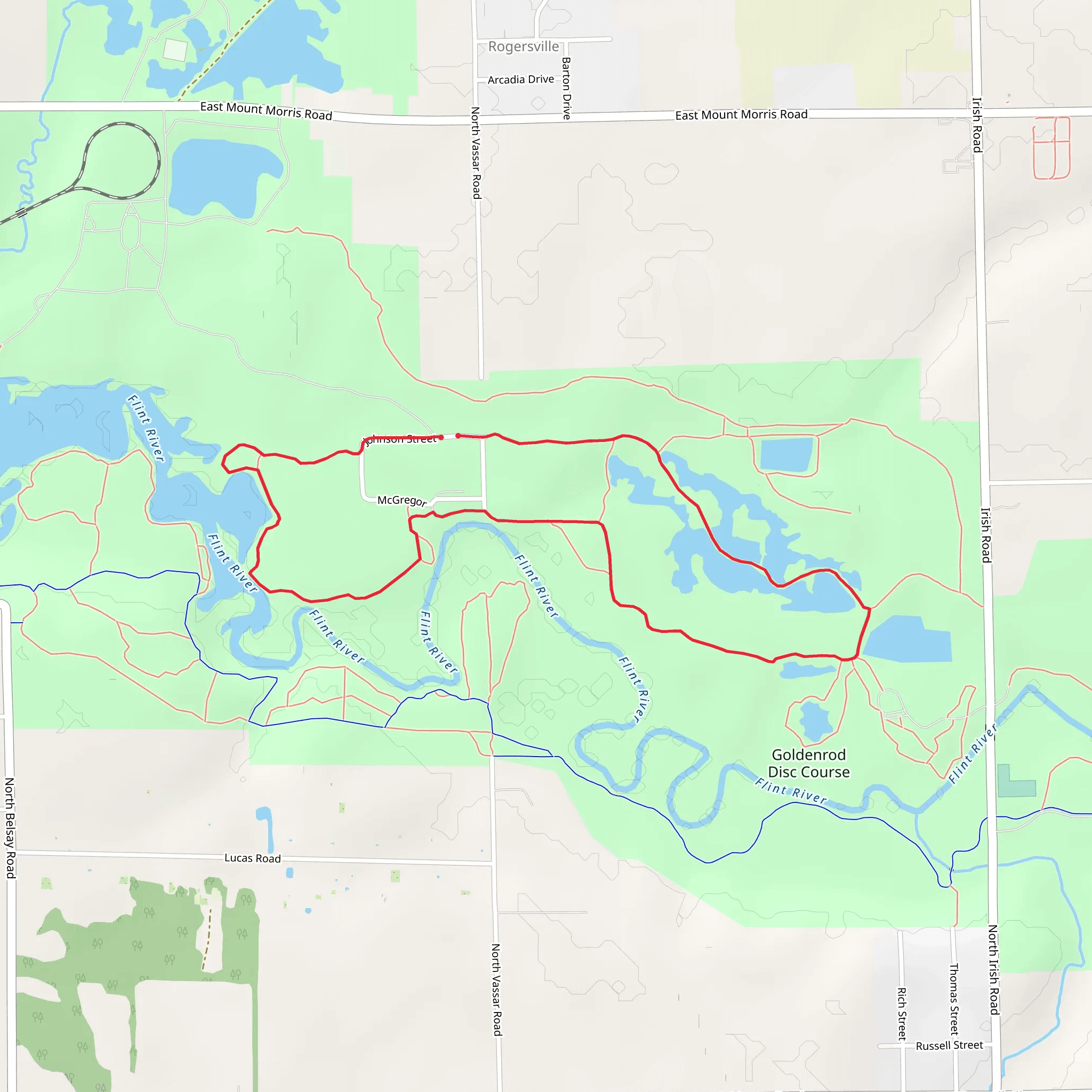 Loop around Flint River mobile static map