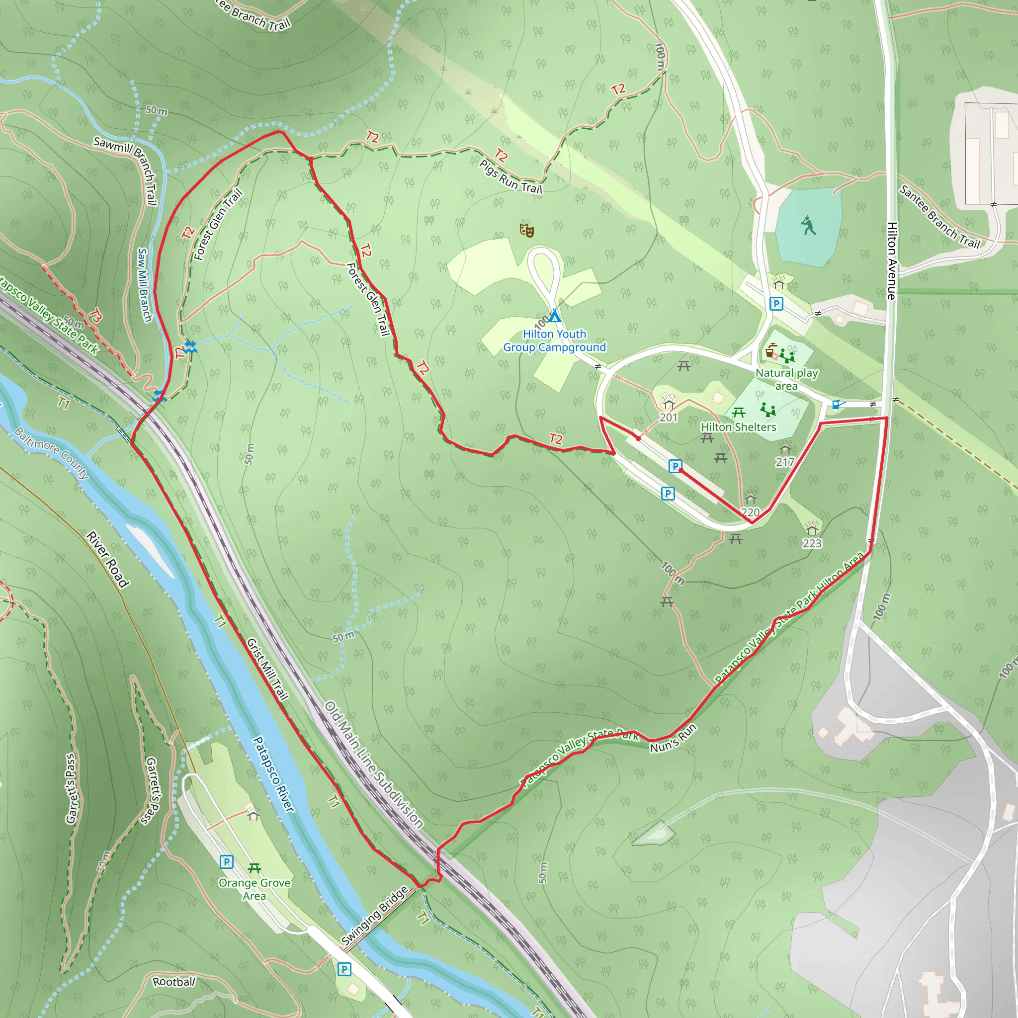 Nun's Run and Grist Mill Loop Trail mobile static map