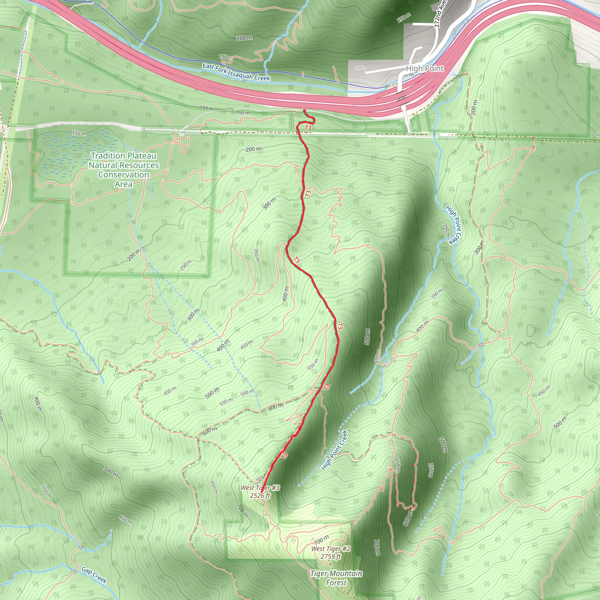 West Tiger via Cable Line Trail mobile static map