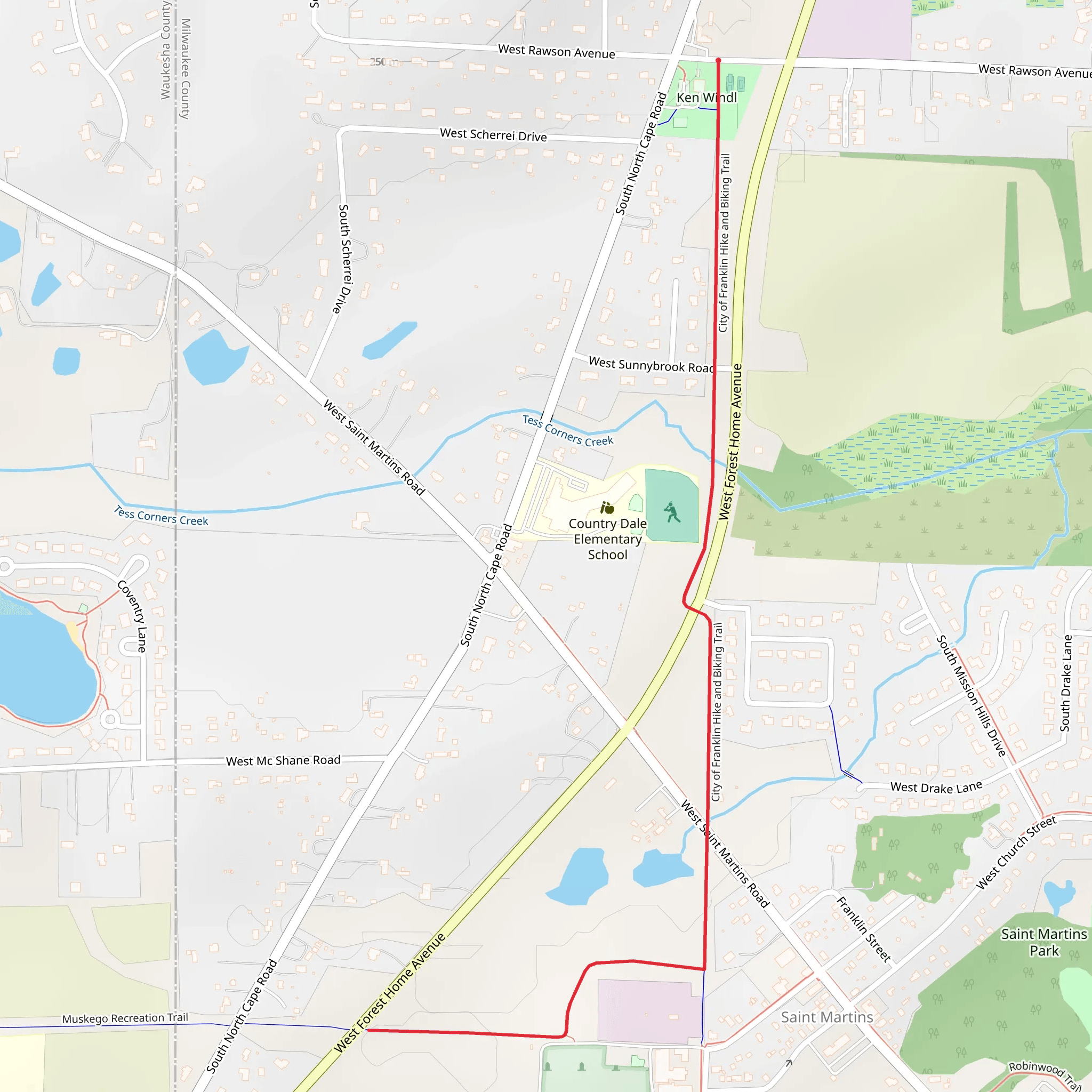 City of Franklin Hike Trail mobile static map
